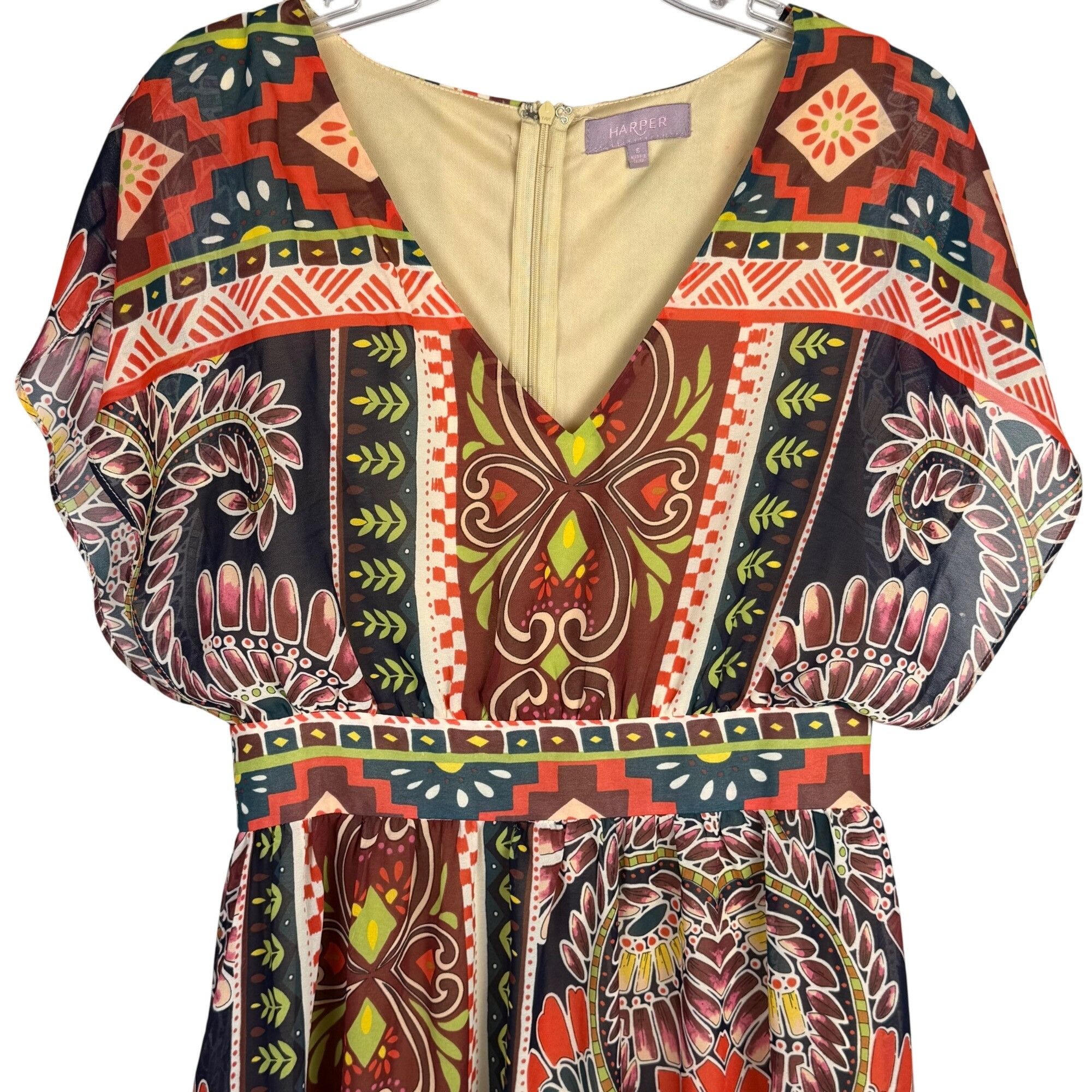 Other Harper Women's Multicolor Boho Paisley Flowy Party Maxi Dres Size S / US 4 / IT 40 - 2 Thumbnail