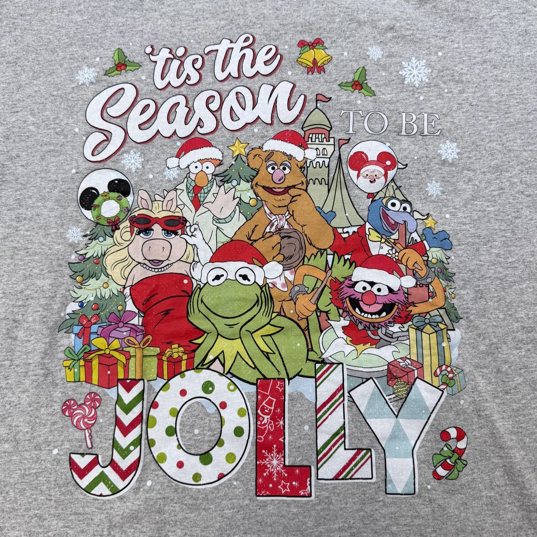 Gildan The Muppets Cast Christmas Shirt Men Large Gray Jolly Tis The Season Disney Tee Size US L / EU 52-54 / 3 - 3 Thumbnail