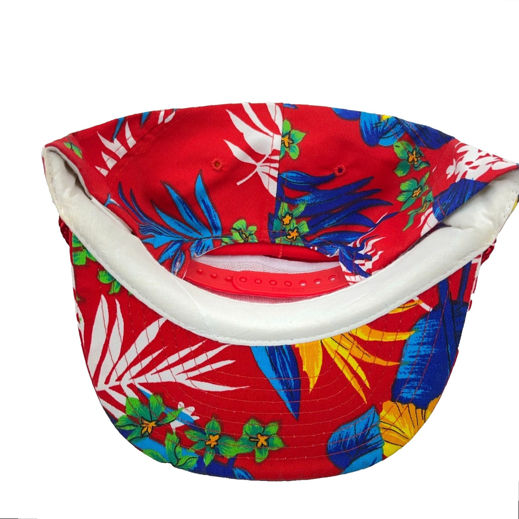 Vintage VINTAGE San Sun Floral Trucker Hat Cap Snapback Red Blue Hawaiian Rope 90s Y2K Hat Men One Size Red Floral Cap Snapback Vintage Hat Men Size ONE SIZE - 2 Thumbnail