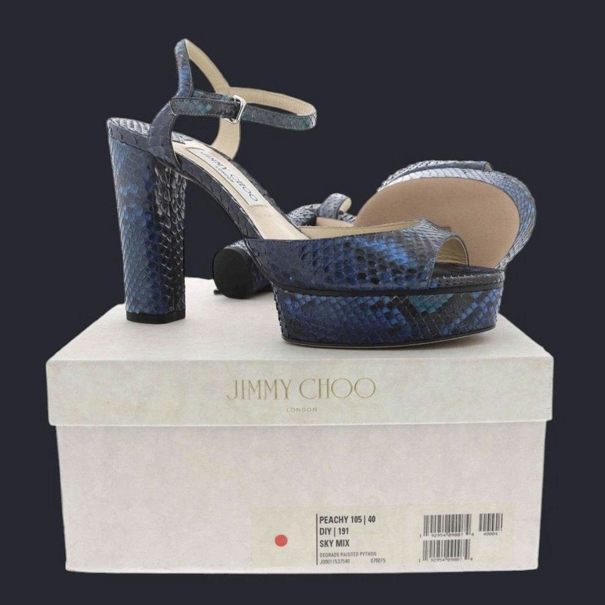 Jimmy Choo Jimmy Choo Peachy 105 – Sky Mix – Size 40 - Painted Python Size US 10 / IT 40 - 1 Thumbnail