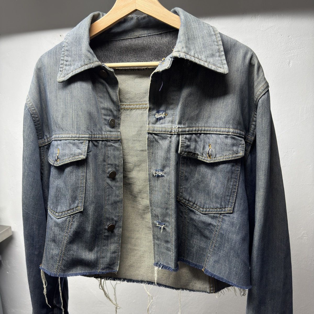 Vintage Thrashed Distressed Selvedge Denim Trucker Jacket ERD Grunge Size US M / EU 48-50 / 2 - 2 Thumbnail