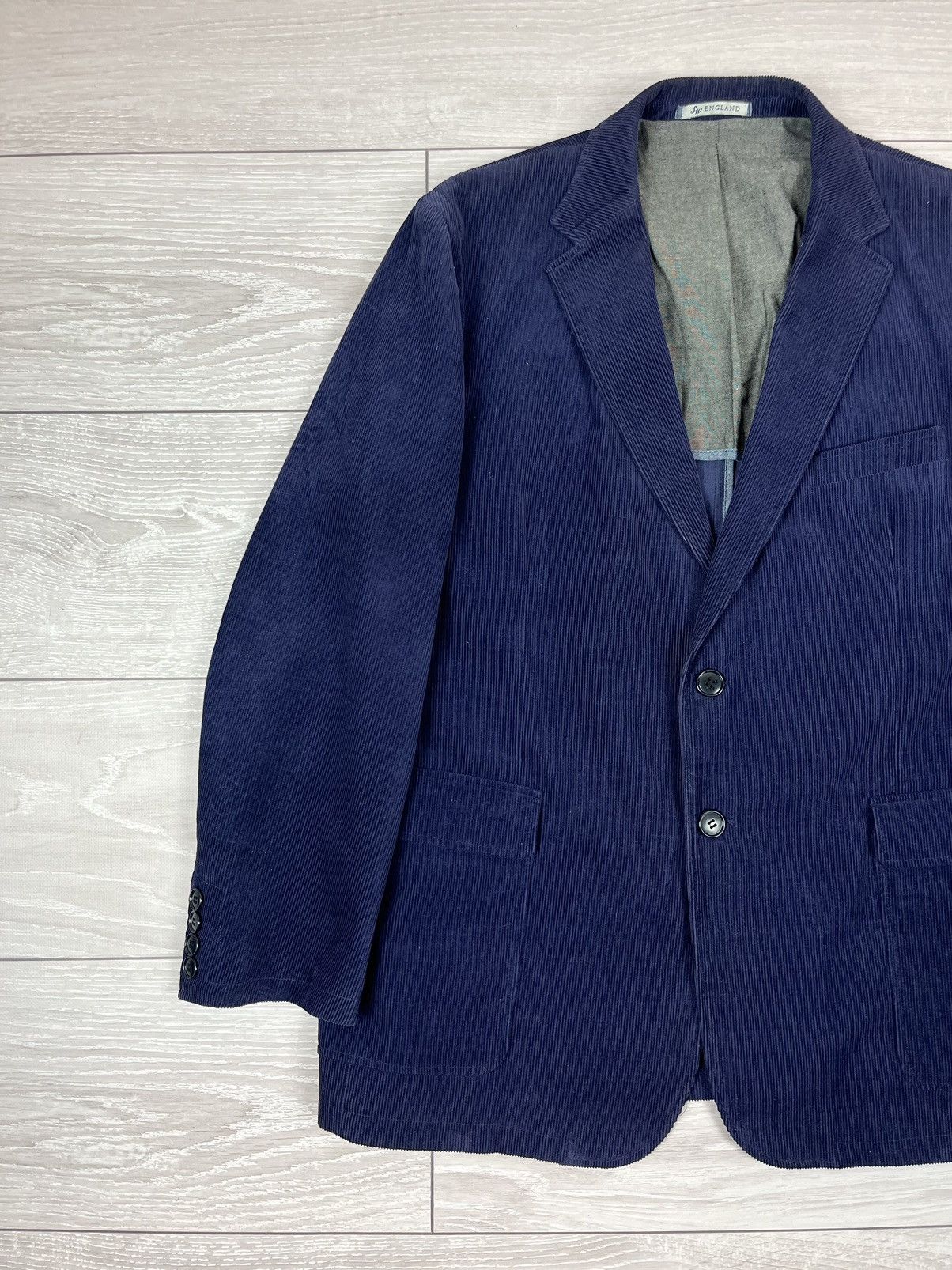 Designer Samuel Windsor England Blue Corduroy Blazer Jacket Size US XL / EU 56 / 4 - 3 Thumbnail