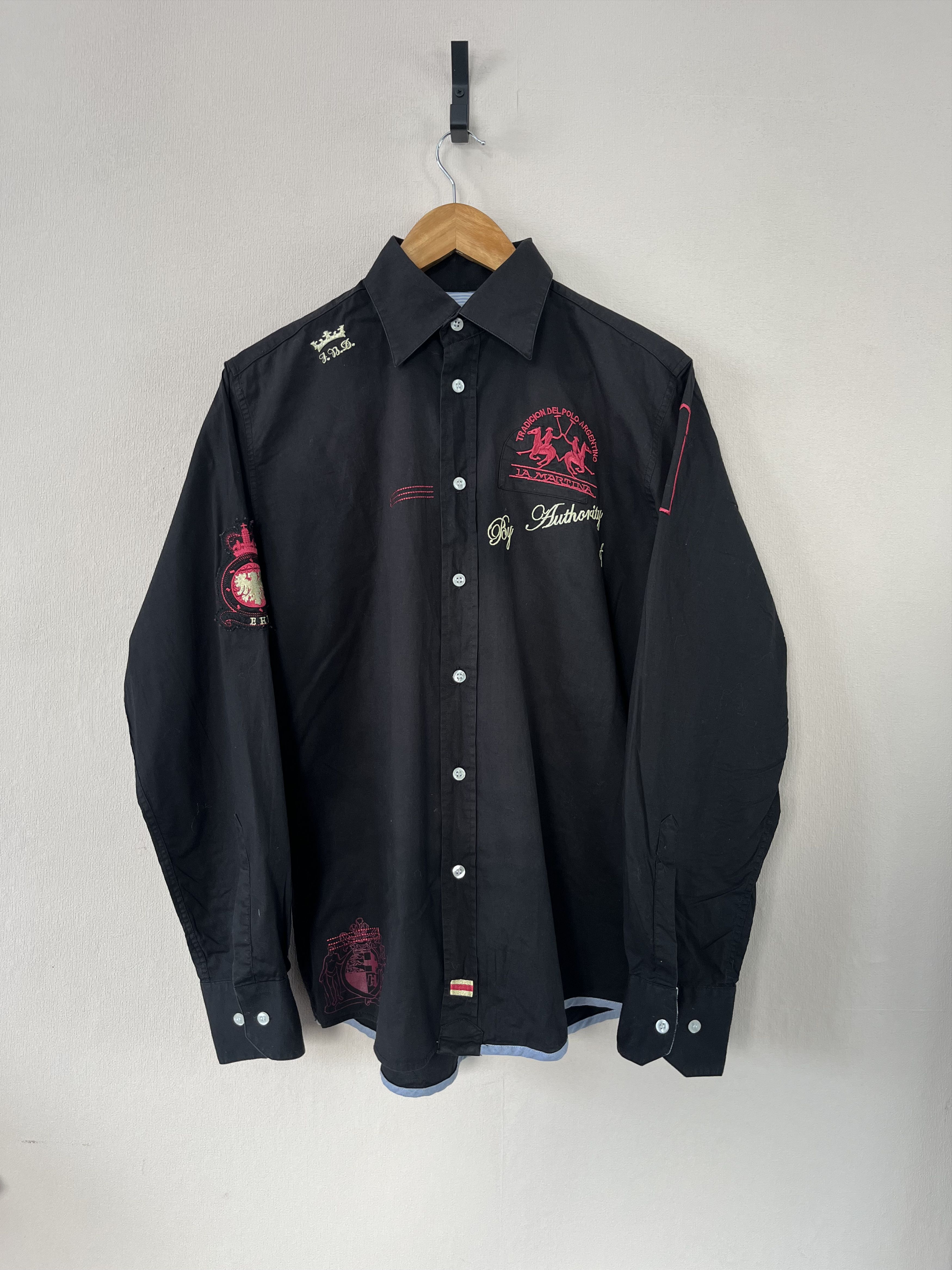 La Martina La Martina Mens Collared Button-Down Shirt Black #1 Size US M / EU 48-50 / 2 - 1 Thumbnail
