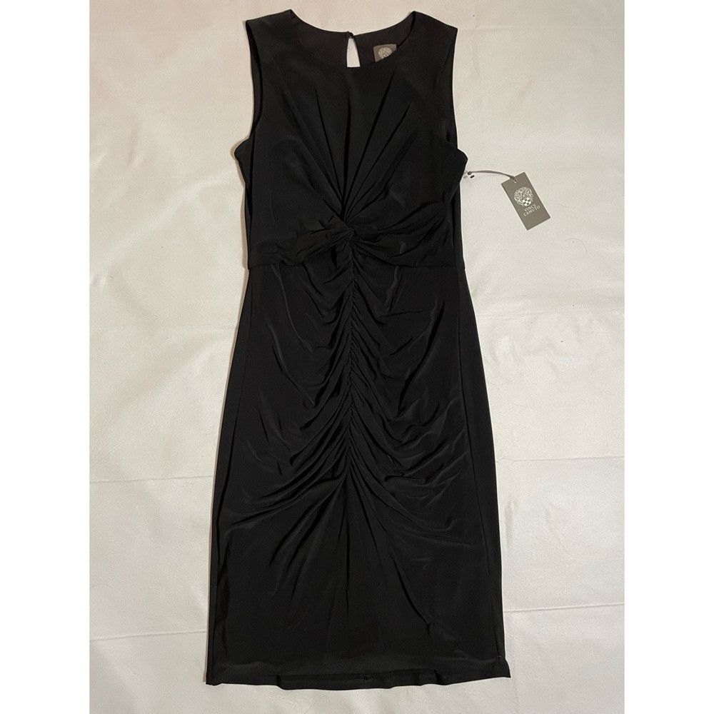 Vince Camuto NWT New Vince Camuto Ruched Body-Con Midi Sleeveless Black Size L / US 10 / IT 46 - 5 Thumbnail