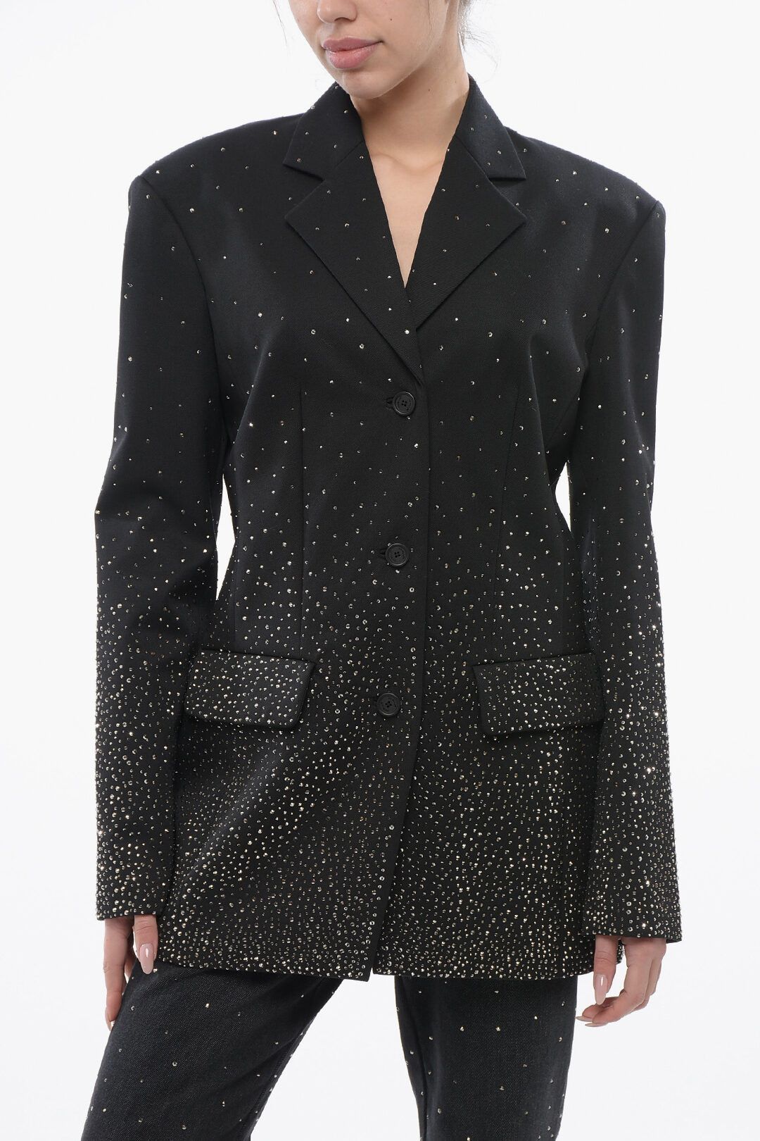 Off-White og1mm1125 3-Button Bling Blazer in Black Size XS / US 0-2 / IT 36-38 - 1 Thumbnail