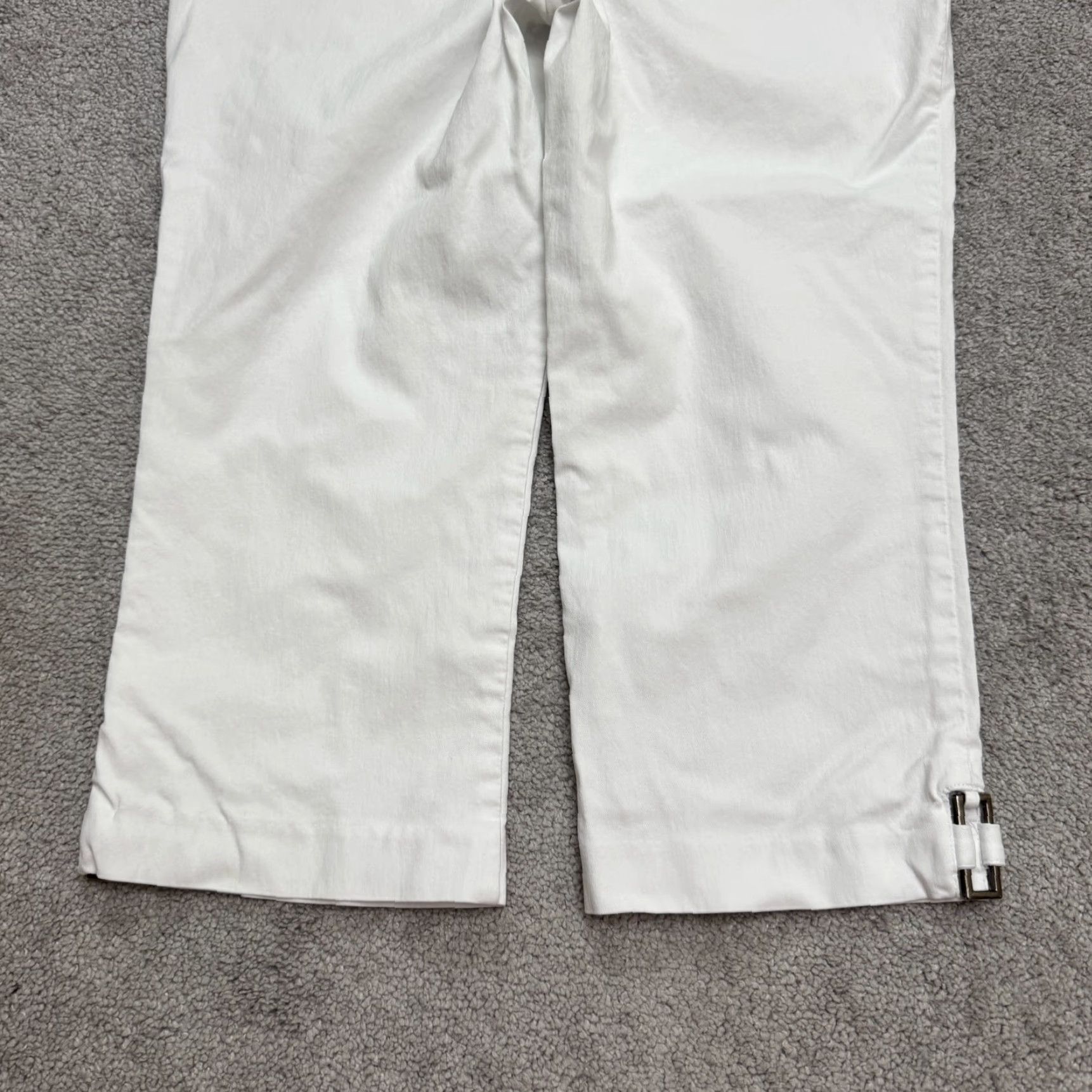 Vintage Counterparts White Capri Cropped Pants Women L Regular Straight Buckle Metal Stretch Size 36" / US 14 / IT 50 - 4 Thumbnail