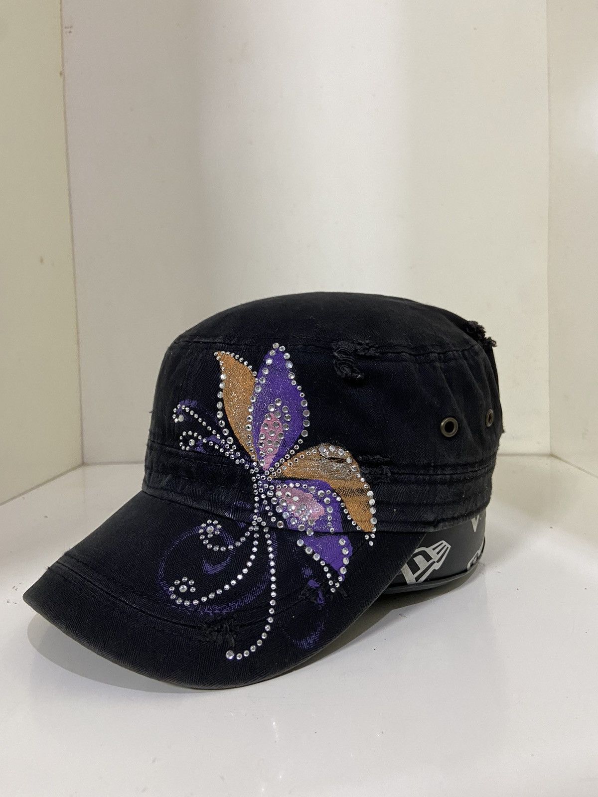Japanese Brand Vintage Y2K denim patrol hat buterfly Size ONE SIZE - 2 Thumbnail