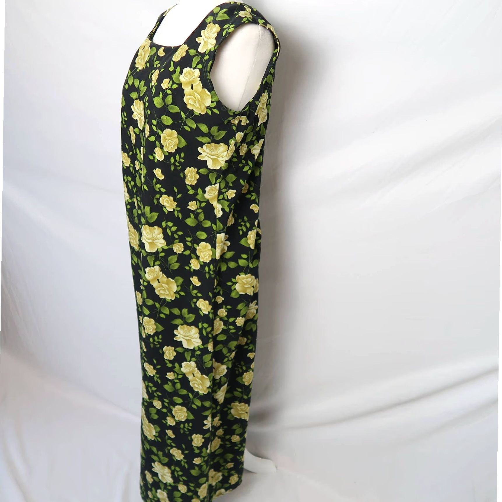 Vintage VINTAGE Maxi Dress M 1990s Bohemian Black Yellow Floral Rose Dress Girls Size M / US 6-8 / IT 42-44 - 3 Thumbnail