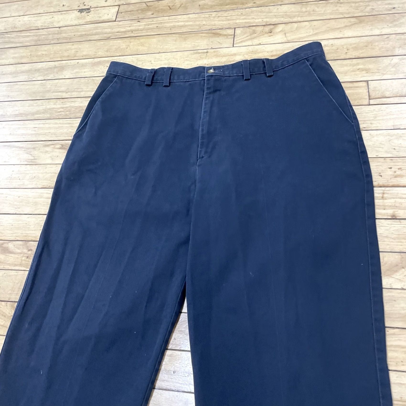 Haggar VINTAGE Haggar Pants Men 38x29 Flat Front Blue Preppy Business Exec Work Khakis Straight Taper Twill Slax Size US 38 / EU 54 - 4 Thumbnail
