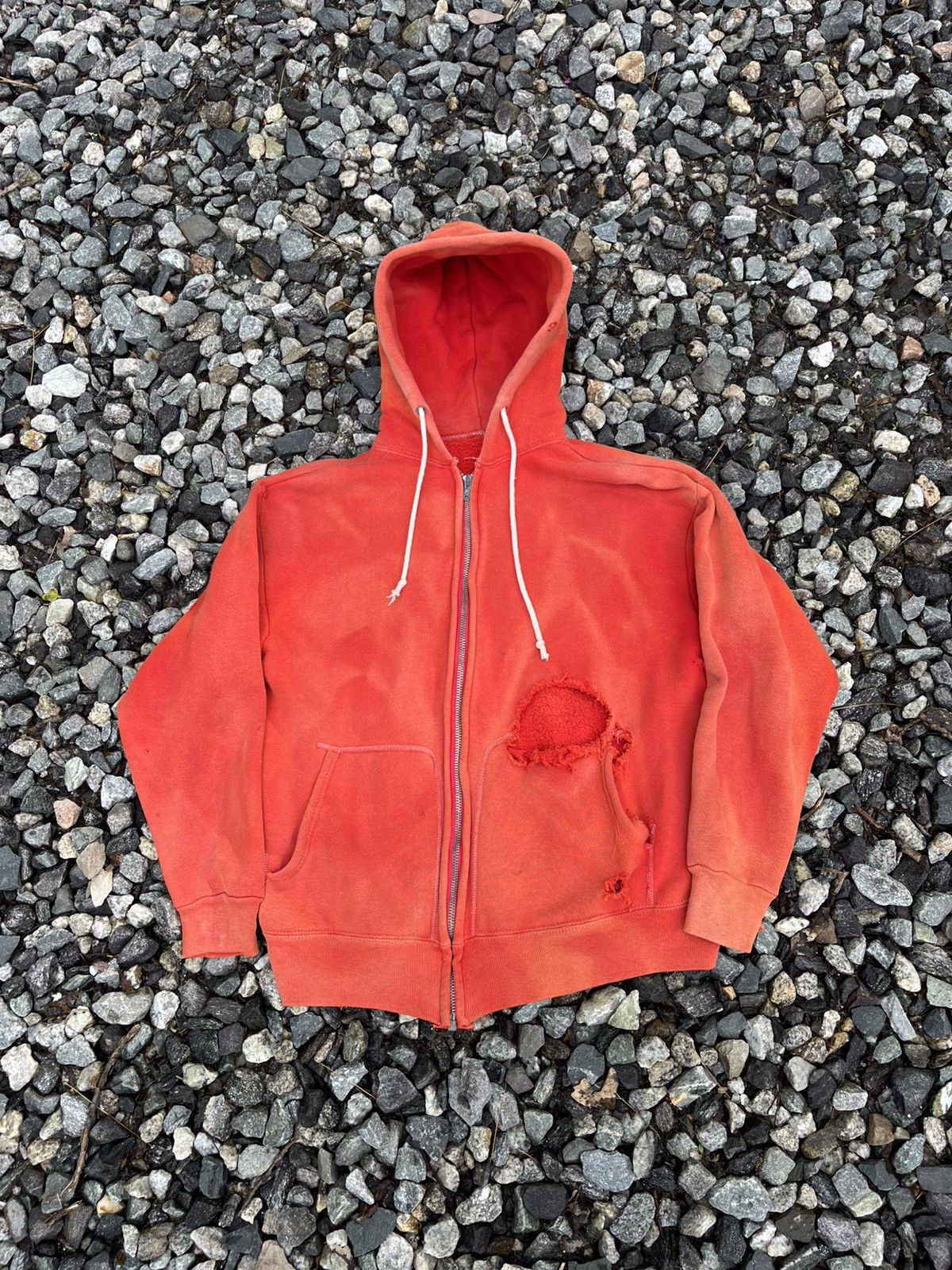 Vintage Vintage 50s 60s Faded Red Zip Up Hoodie Sweatshirt Size US M / EU 48-50 / 2 - 1 Thumbnail