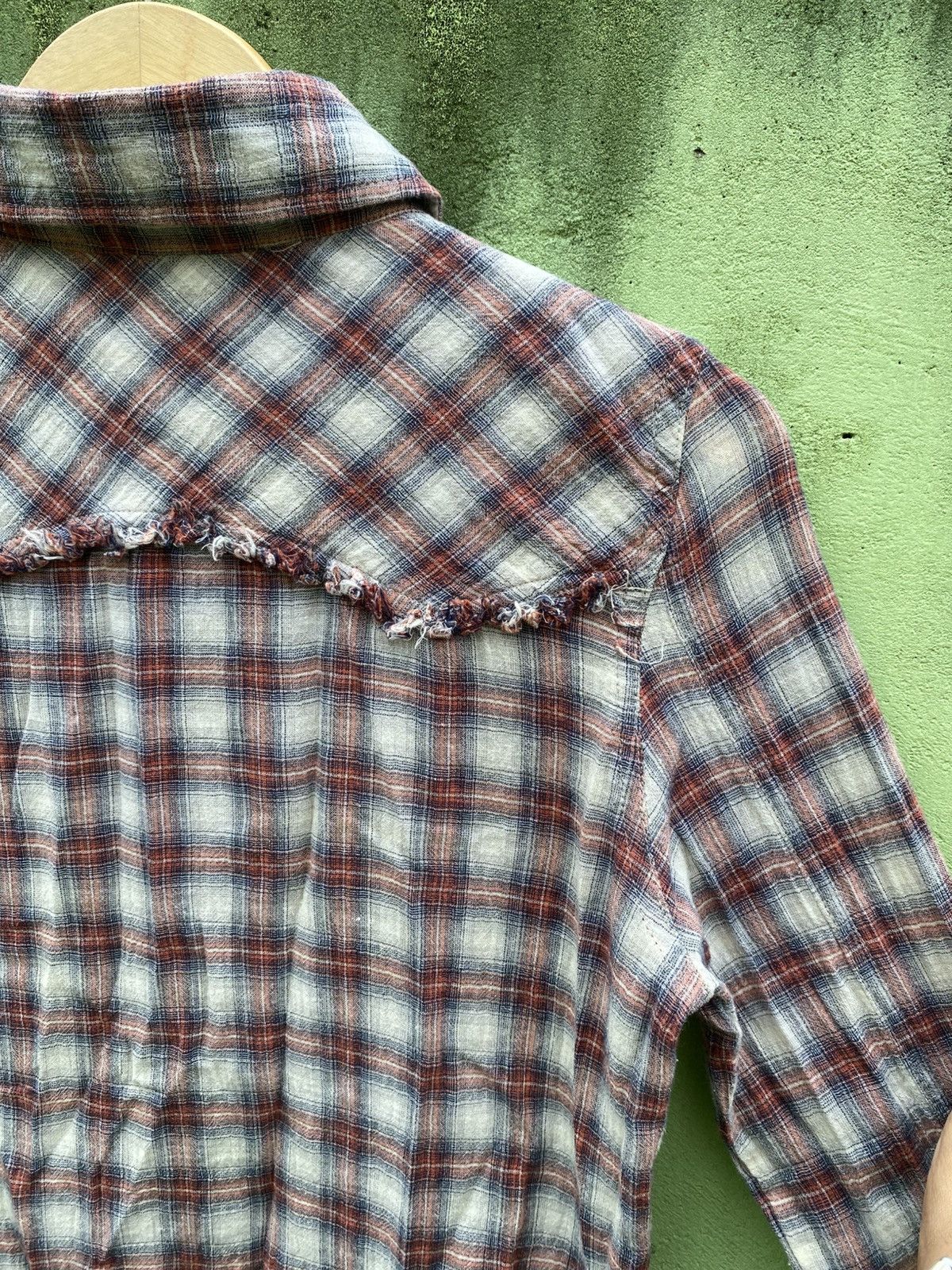 GOA GOA Vintage Distressed Plaid Western Raw Hem Grunge Fade Size ONE SIZE - 11 Thumbnail