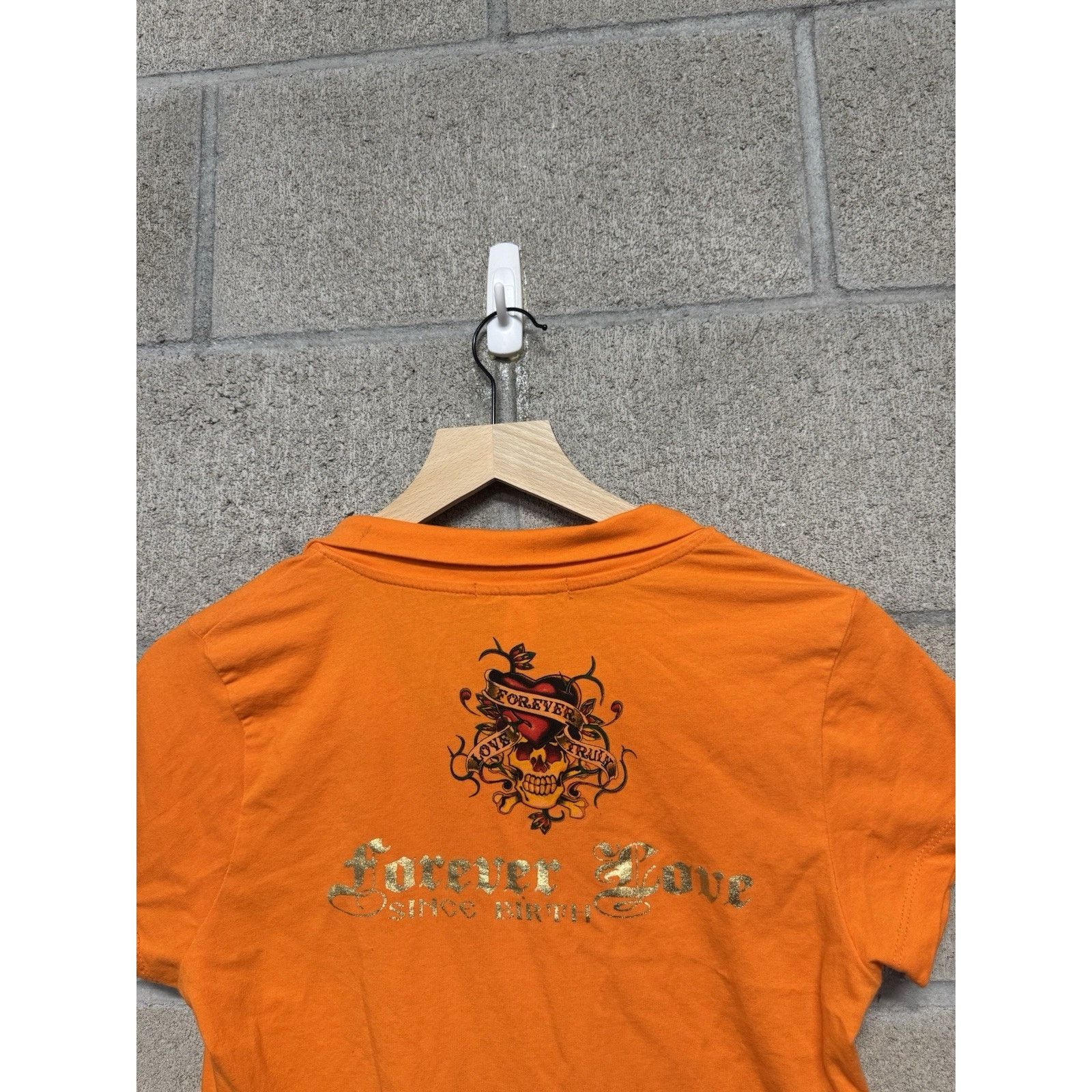 Other Vtg Y2K Skull Rhinestone Studded Polo Dress Orange Medium Size M / US 6-8 / IT 42-44 - 4 Thumbnail