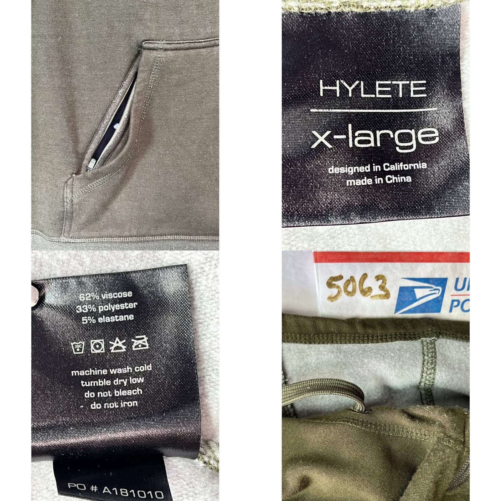 Vintage Hylete Hoodie Full Zip Olive Men XL Sweatshirt Jacket Hooded Pockets Stretch Brown Size US XL / EU 56 / 4 - 8 Thumbnail