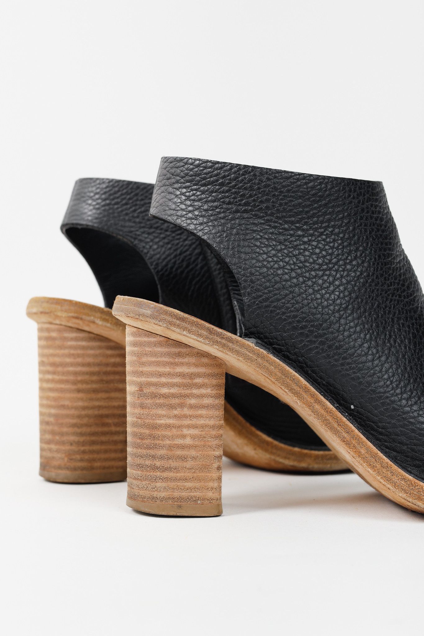 Balenciaga Balenciaga Black Pebbled-Leather Peep-Toe Sandals Size US 6.5 / IT 36.5 - 8 Thumbnail