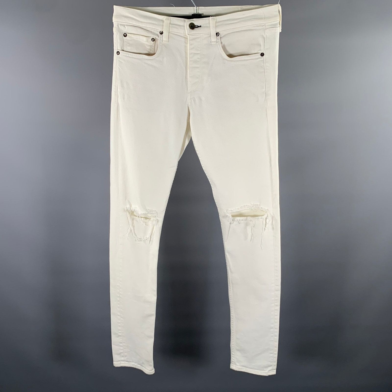 Rag & Bone RAG & BONE Size 30 White Distressed Skinny Jeans Size US 30 / EU 46 - 1 Thumbnail