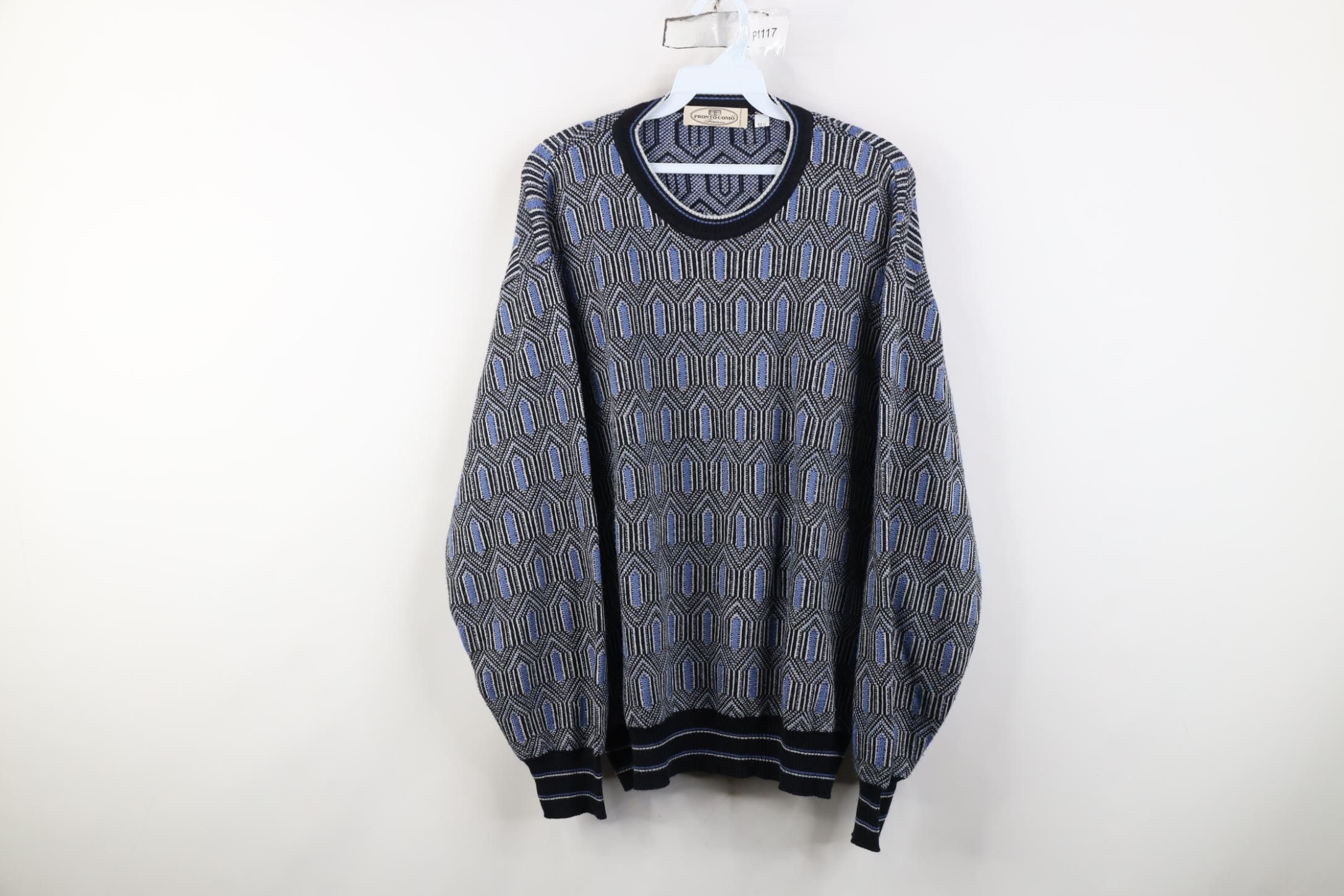 Vintage Vintage 90s Ed Bassmaster Geometric Knit Crewneck Sweater Size US L / EU 52-54 / 3 - 1 Thumbnail