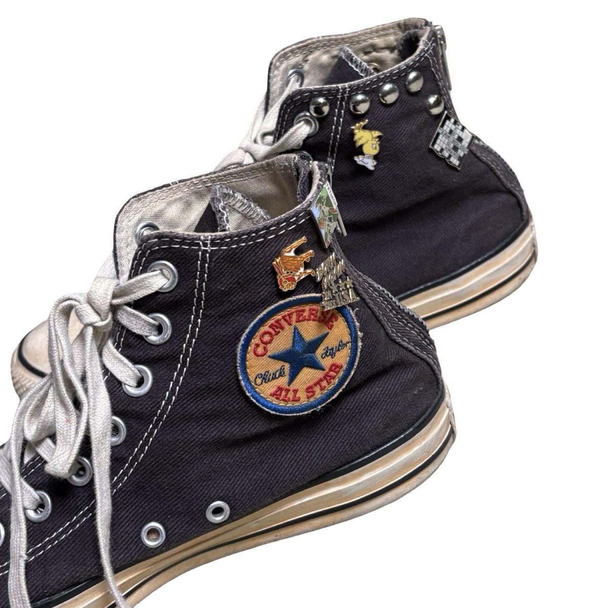 Converse Vintage Y2K Converse High Faded Black Back Zipper Studs Pin Size US 7 / EU 40 - 2 Thumbnail