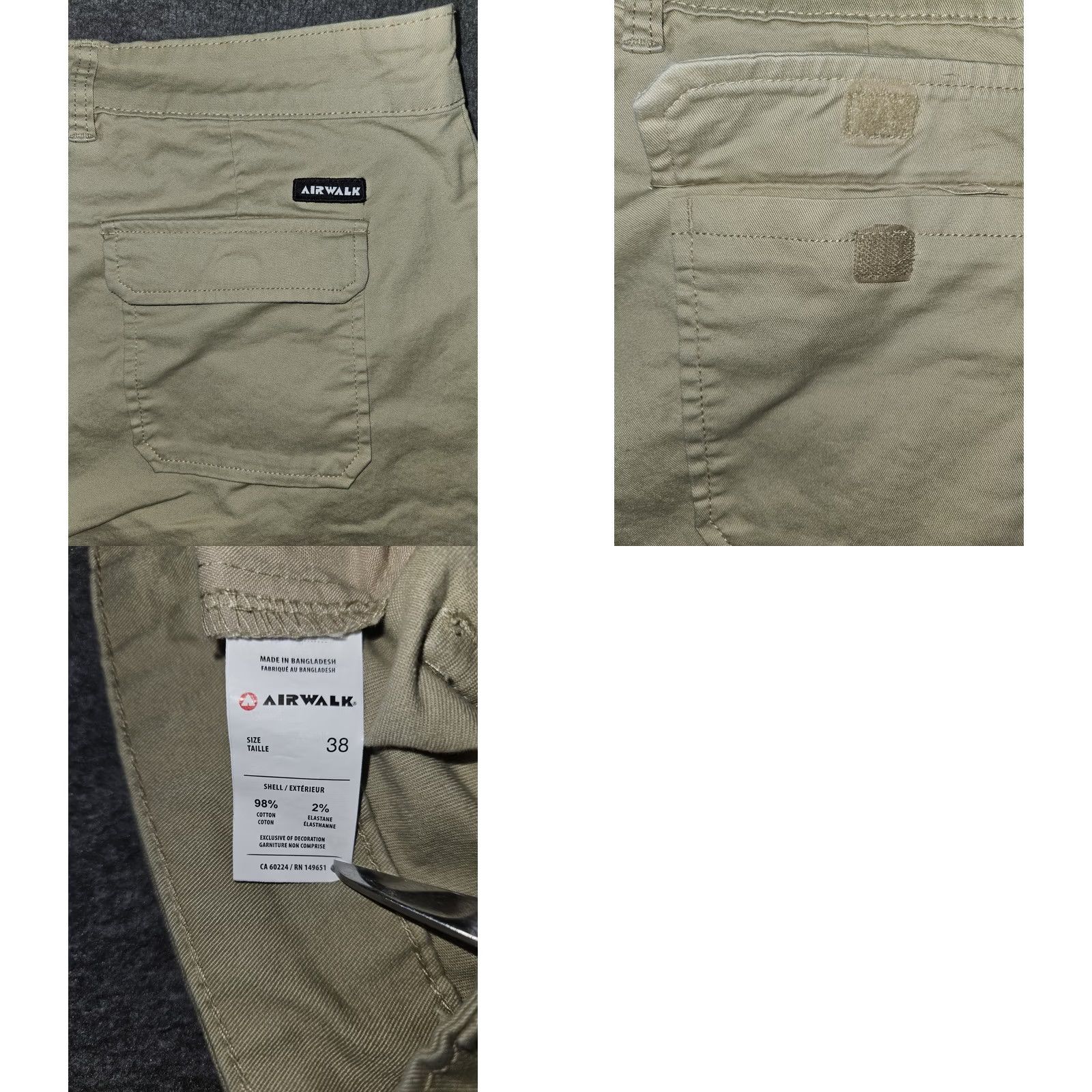Airwalk Airwalk Cargo Shorts Mens 38 Beige Stretch Flat Front Chino Pockets Casual Size US 38 / EU 54 - 8 Thumbnail