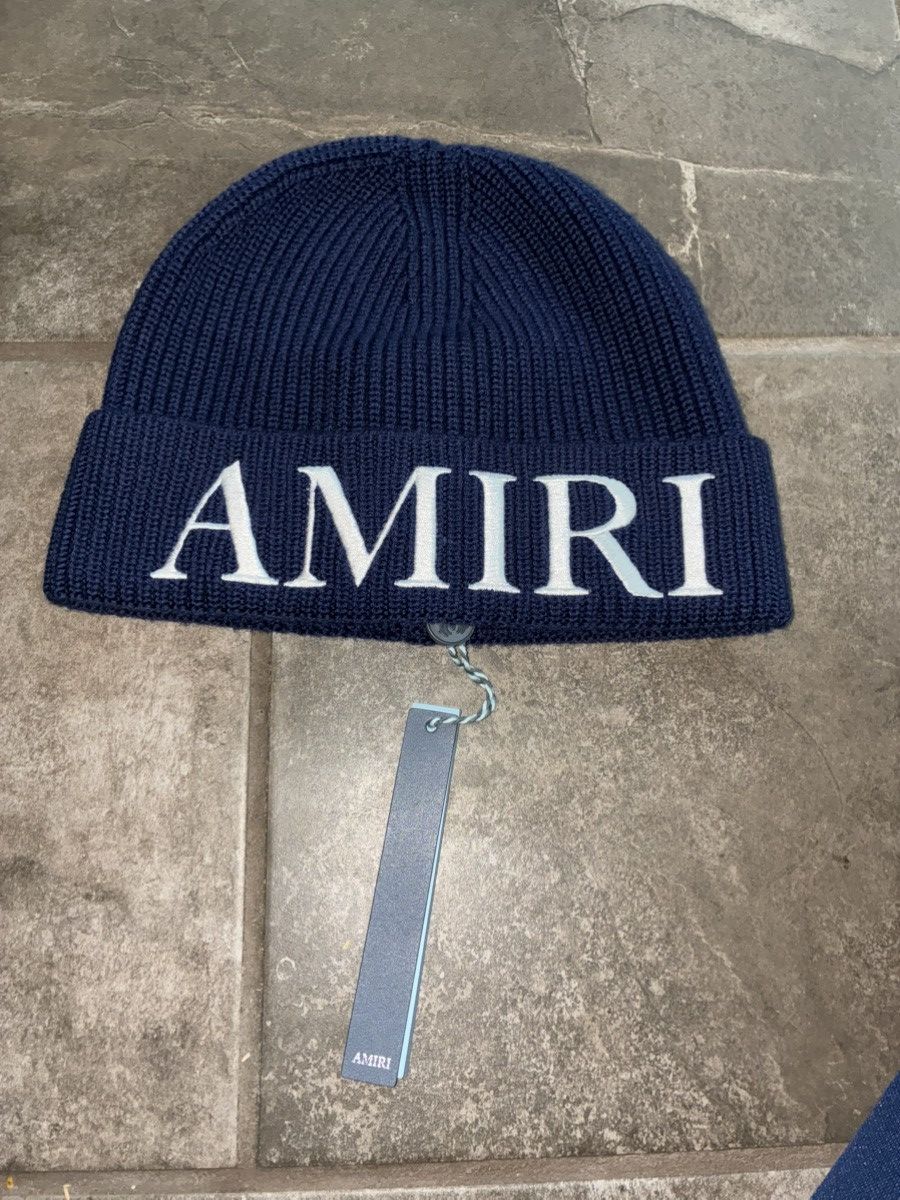 Amiri Amiri Logo Embroidered navy blue Beanie Size ONE SIZE - 2 Thumbnail