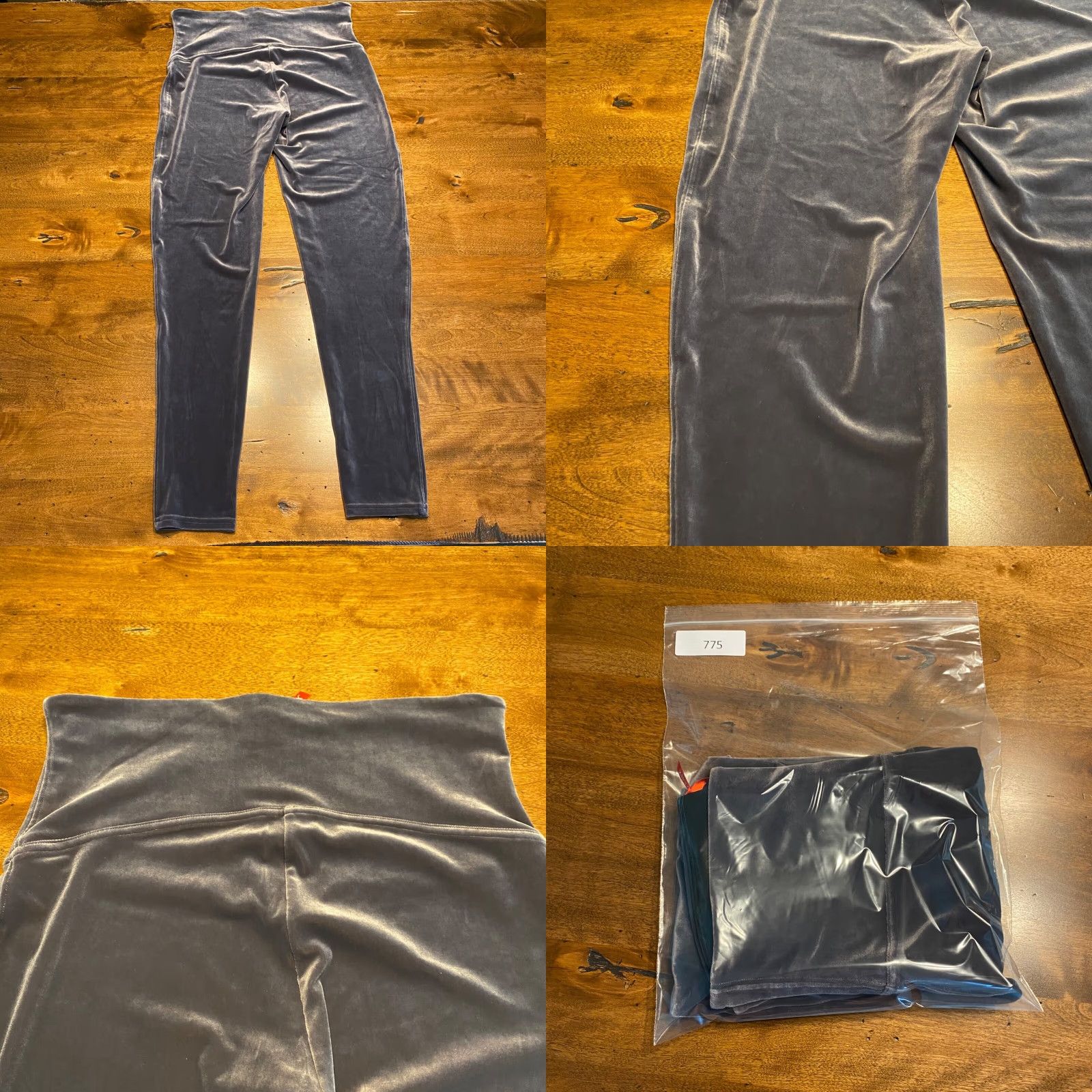 Spanx Spanx Leggings Womens 1X Plus Gray Velvet Velour High Waist Workout Pants Size 1X Womens Gray Velour Athleisure Leggings Size 40" / US 18 - 8 Thumbnail