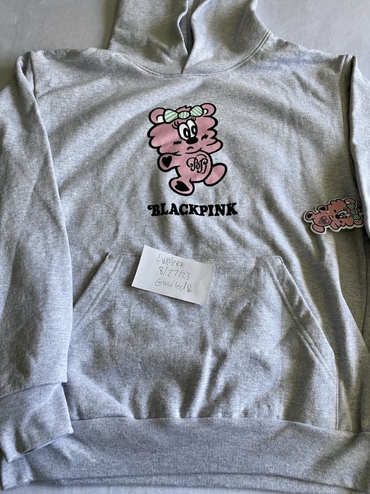 Streetwear BLACKPINK x VERDY BORN PINK AMEX PLUSH HOODIE GREY MED