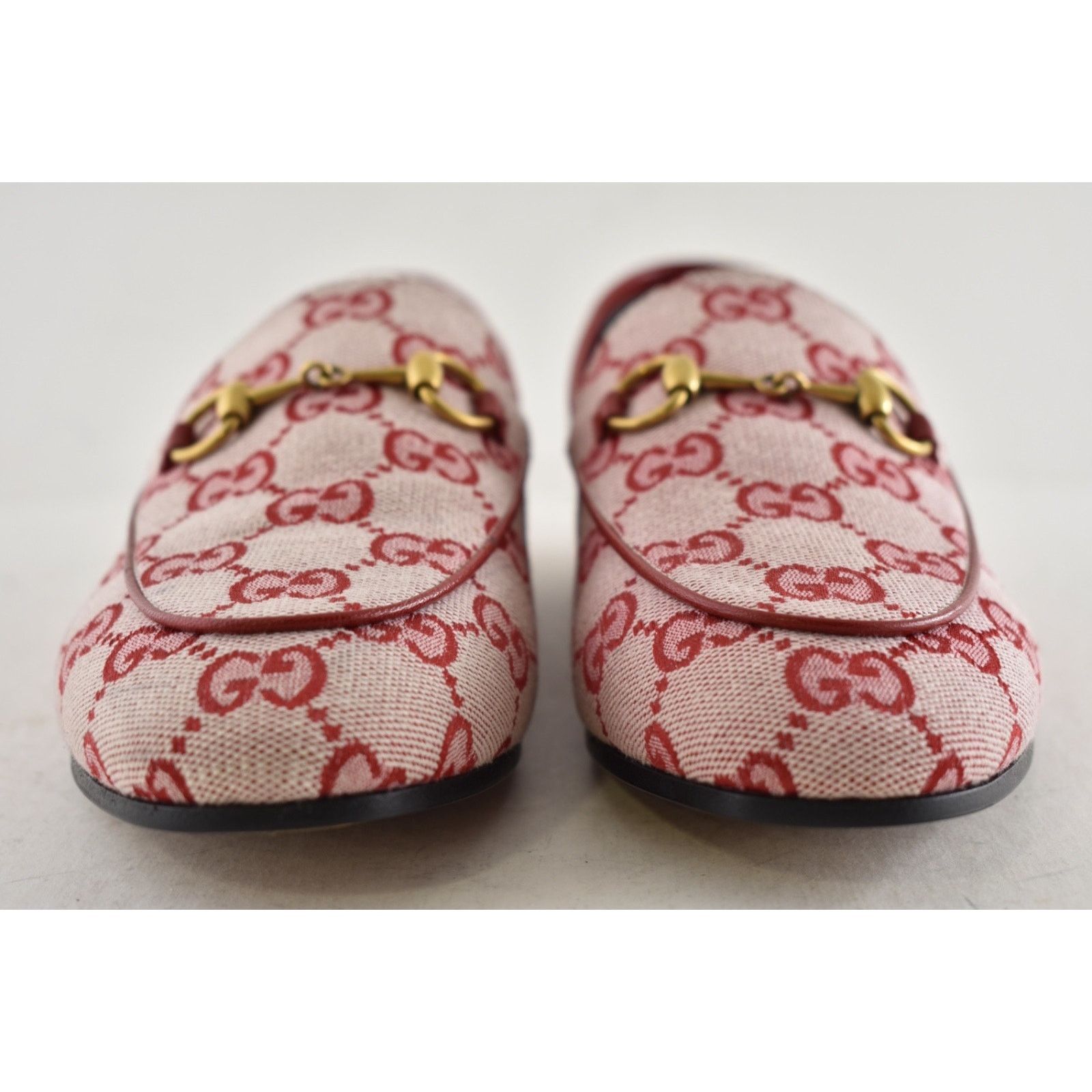 Gucci Gucci New Jordaan Hibiscus Red GG Logo Canvas Horsebit Size US 6 / IT 36 - 9 Thumbnail