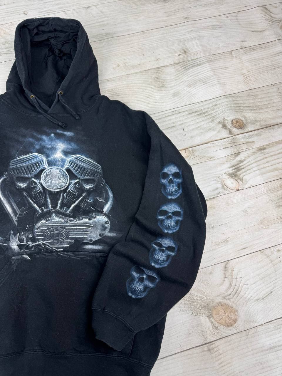 Vintage Spiral Hoodie Ghost Racer Skull Harley Davidson Moto Y2K 90s Size US L / EU 52-54 / 3 - 15 Thumbnail