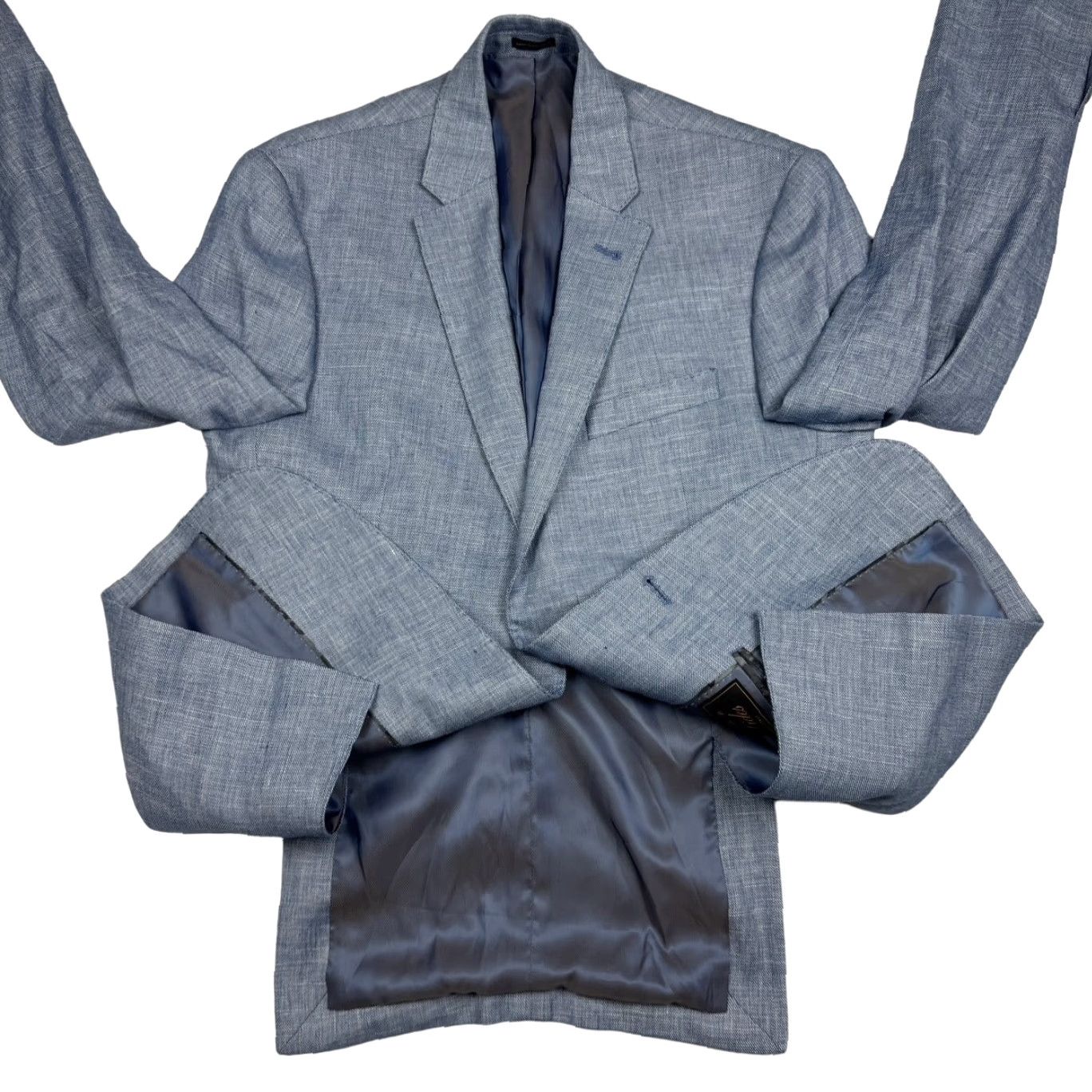 Vintage Nova Fides Blazer Jacket Men 40R Blue Linen Blend 2-Button Notch Lapel Regular Fit Vintage: No Size 40R - 3 Thumbnail