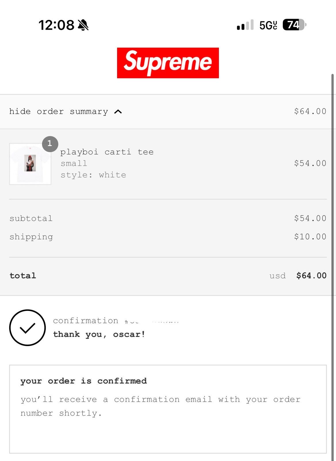 Supreme supreme playboi carti tee size small ORDER CONFIRMED Size US S / EU 44-46 / 1 - 1 Thumbnail