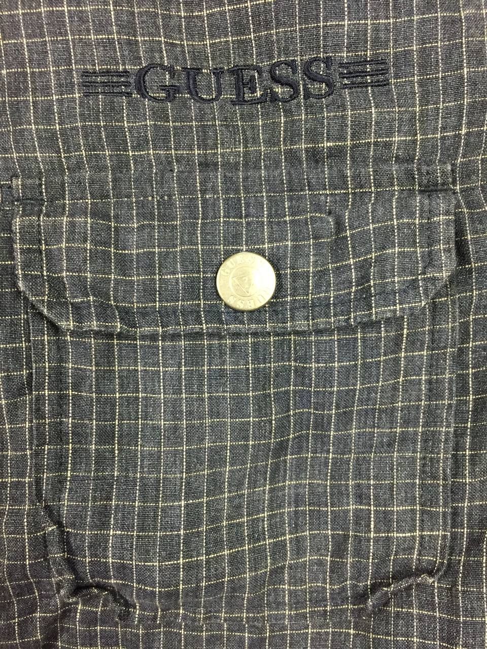 Guess Vtg GUESS Classics Linen Micro-Check Full Zip Shirt Jacket Size US L / EU 52-54 / 3 - 5 Thumbnail