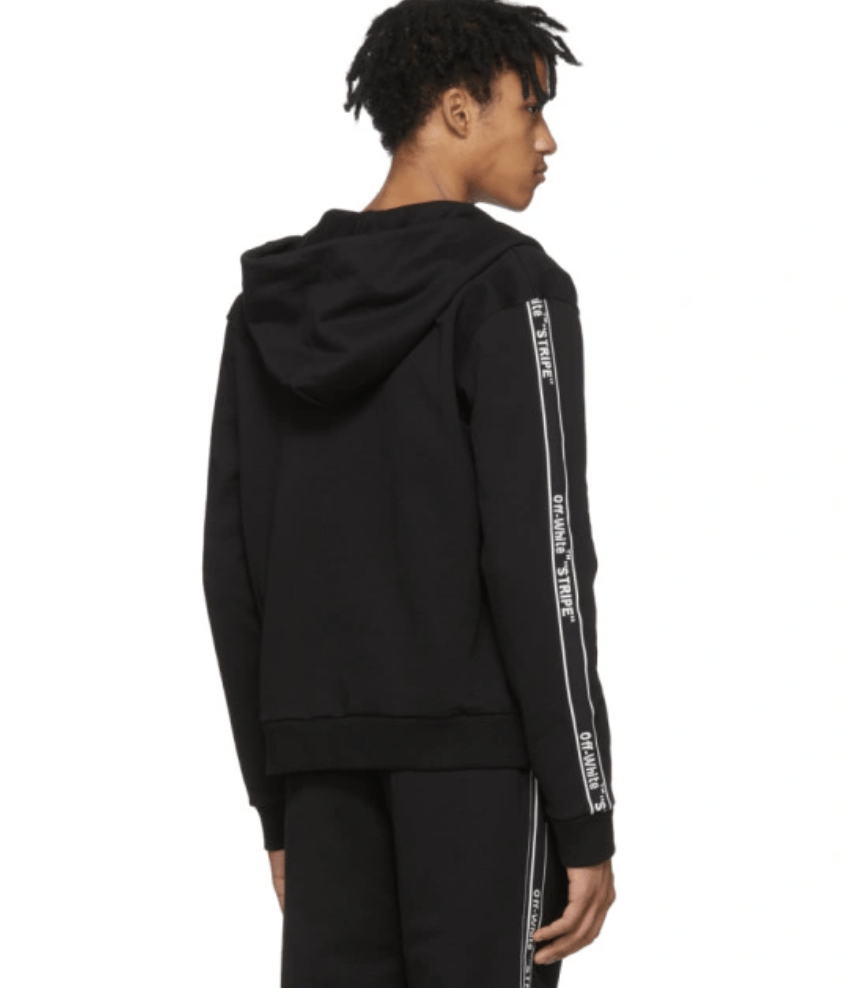 image of Off White Off-White Off-White Strupe Zip Hoody Hoodie in Black, Men's (Size XS)