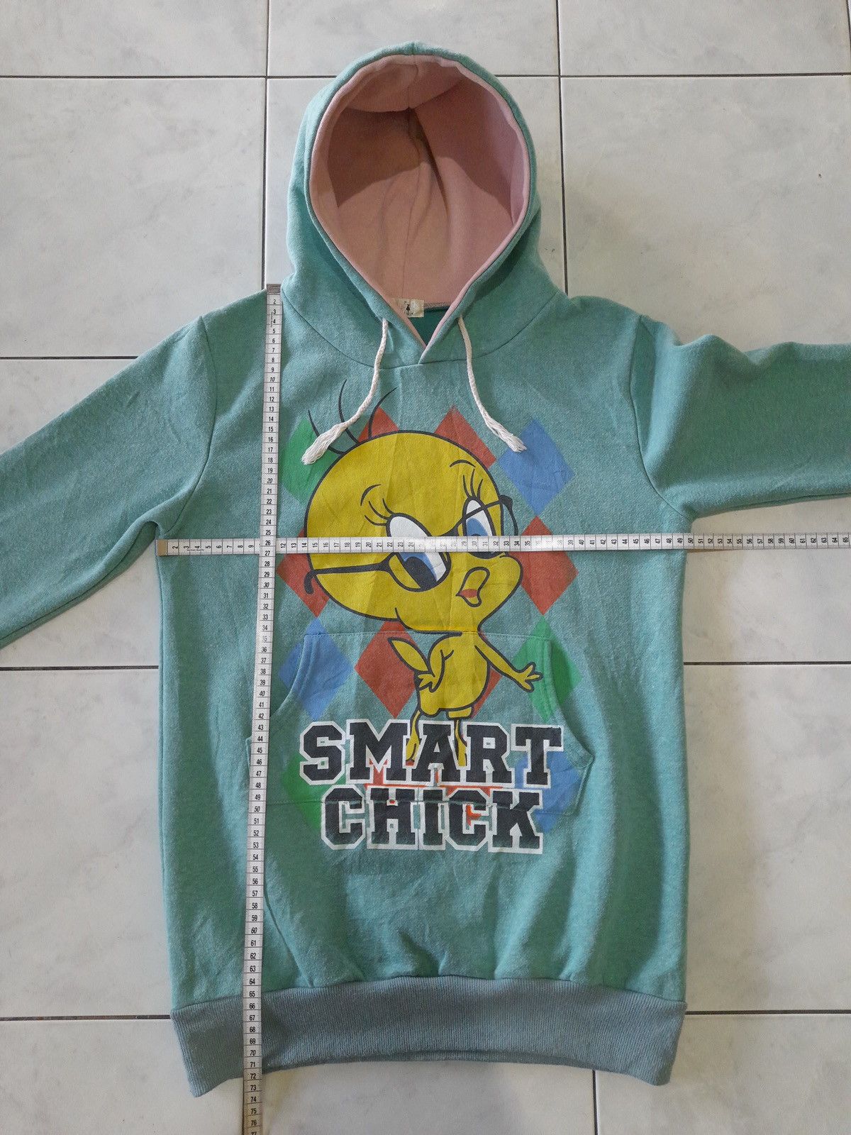 Japanese Brand Vintage Looney Tunes Tweety Hoodie “Smart Chick” Green Pink Size US M / EU 48-50 / 2 - 19 Thumbnail