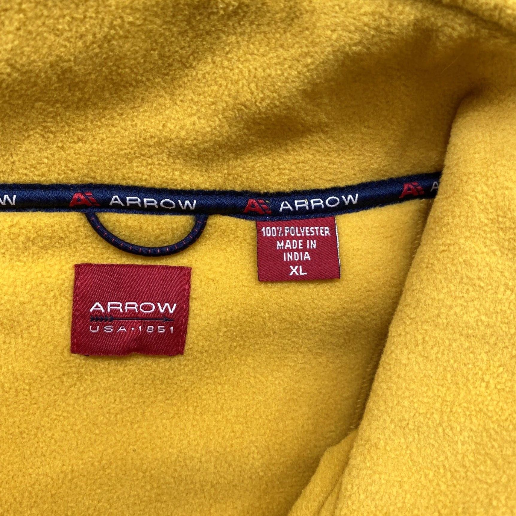 Arrow Arrow Y2K 1/4 Zip Yellow Gold Fleece Pullover Jacket Mens XL New Size US XL / EU 56 / 4 - 3 Thumbnail