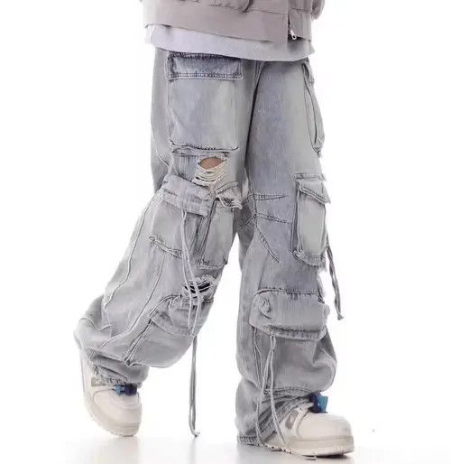 Jean Street hip hop grunge ripped wide leg jeans Size US 32 / EU 48 - 3 Thumbnail