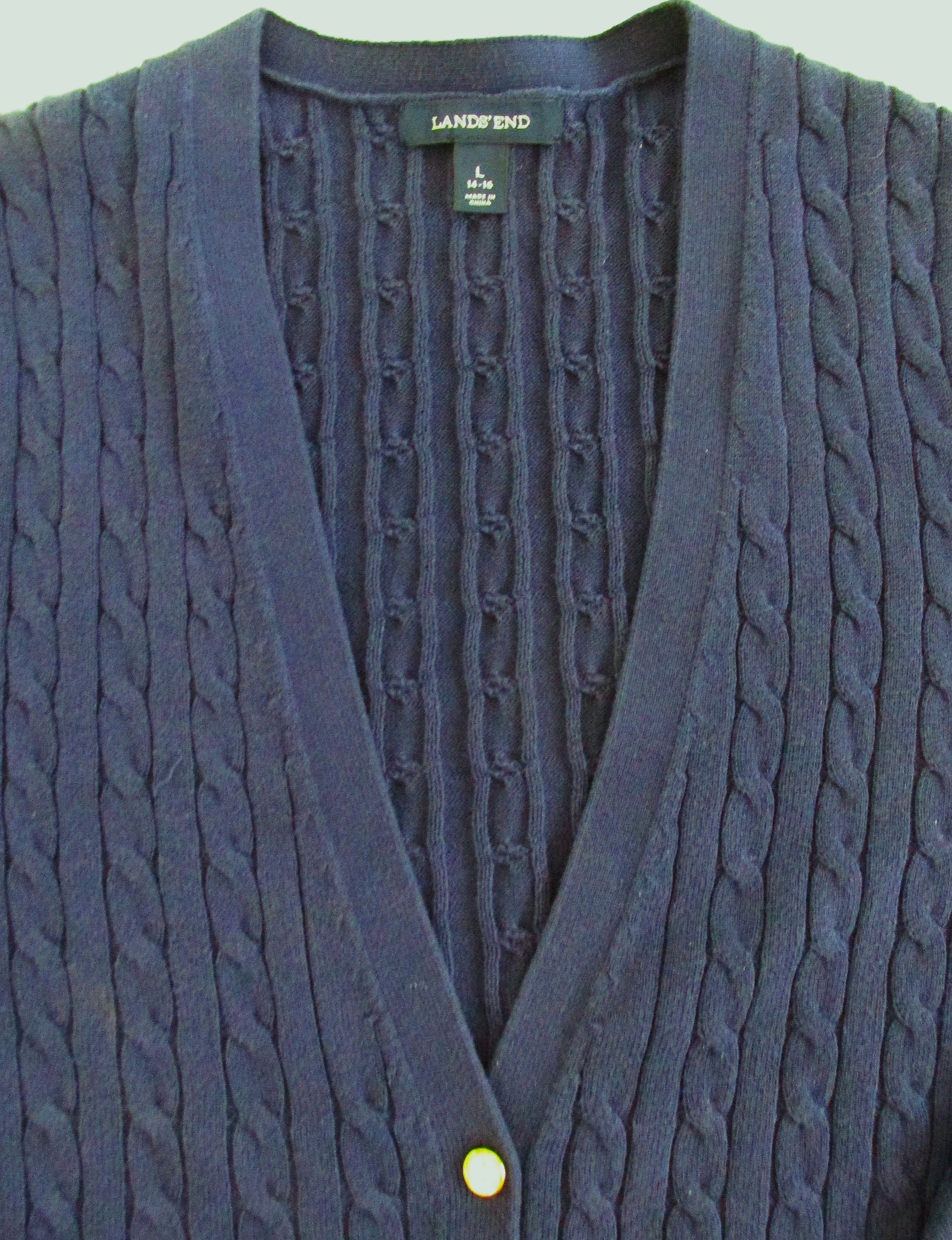 Lands' End Lands' End Women's Cotton Cardigan Sweaters Size Large Size L / US 10 / IT 46 - 1 Thumbnail