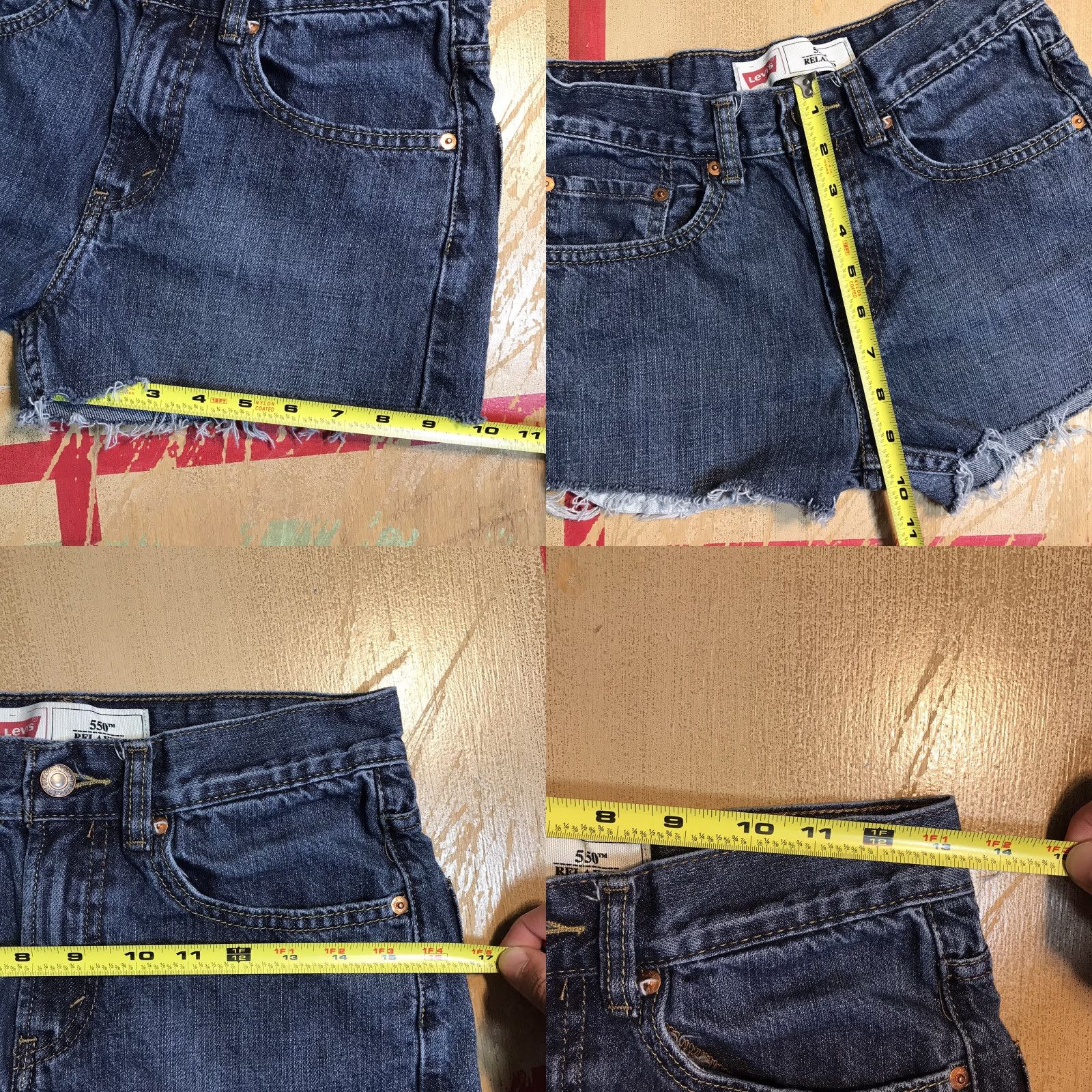 Levi's VINTAGE Levis 550 Shorts Women Measured 26 x 2 Inseam Medium Wash Blue Relaxed Fit 25x2 Size 26" / US 2 / IT 38 - 8 Thumbnail