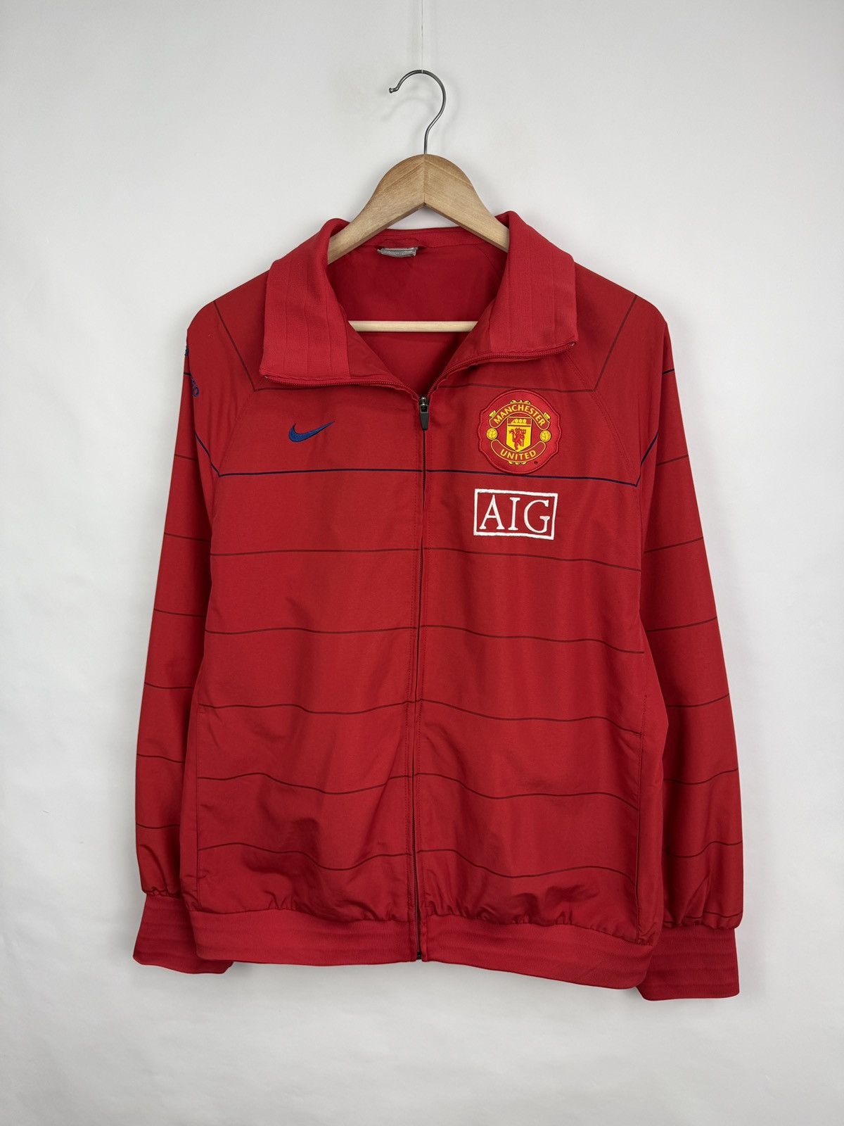 Nike 🏴󠁧󠁢󠁥󠁮󠁧󠁿 2008 Nike Manchester United Track Jacket AIG Training Rare Size US L / EU 52-54 / 3 - 2 Thumbnail