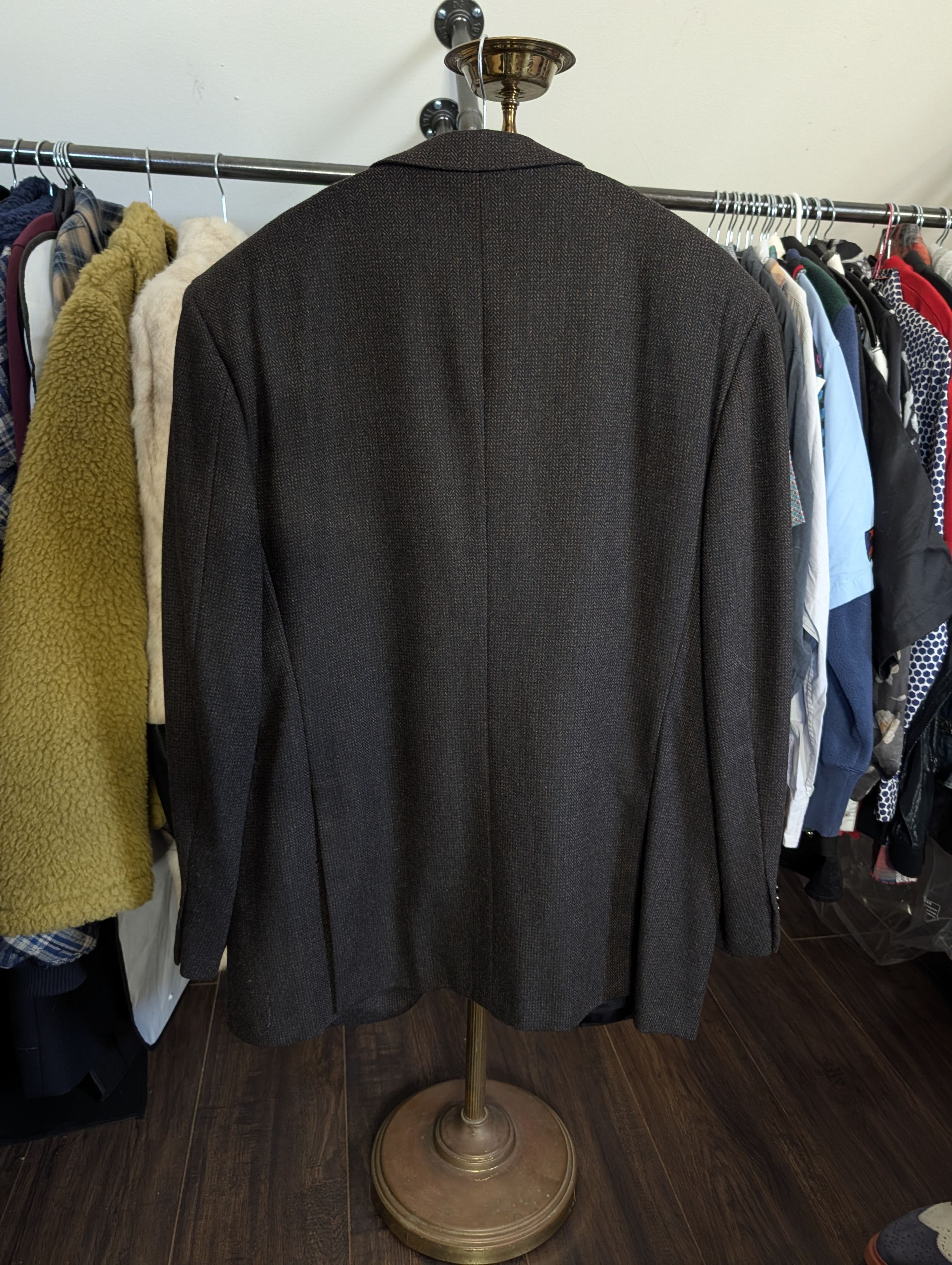 Brioni Wool & cashmere brown herringbone knit sport coat Size 46R - 7 Thumbnail