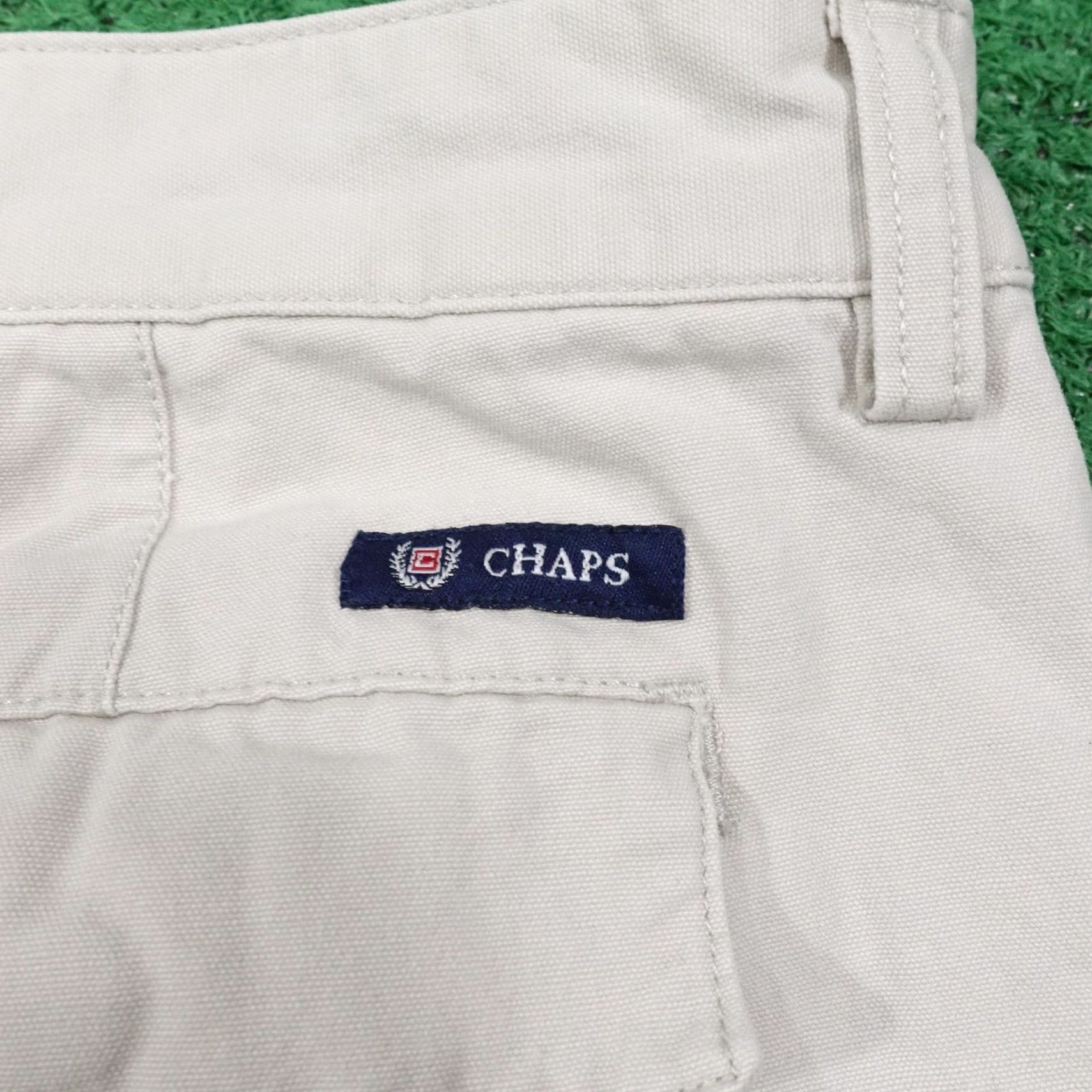 Chaps VINTAGE no — wait; actually Vintage not. So: CHAPS Cargo Shorts Mens 36 Khaki Beige Cotton 9" Inseam Multi Pocket Outdoor Utility Belt Loops 36 Mens Size US 36 / EU 52 - 6 Thumbnail