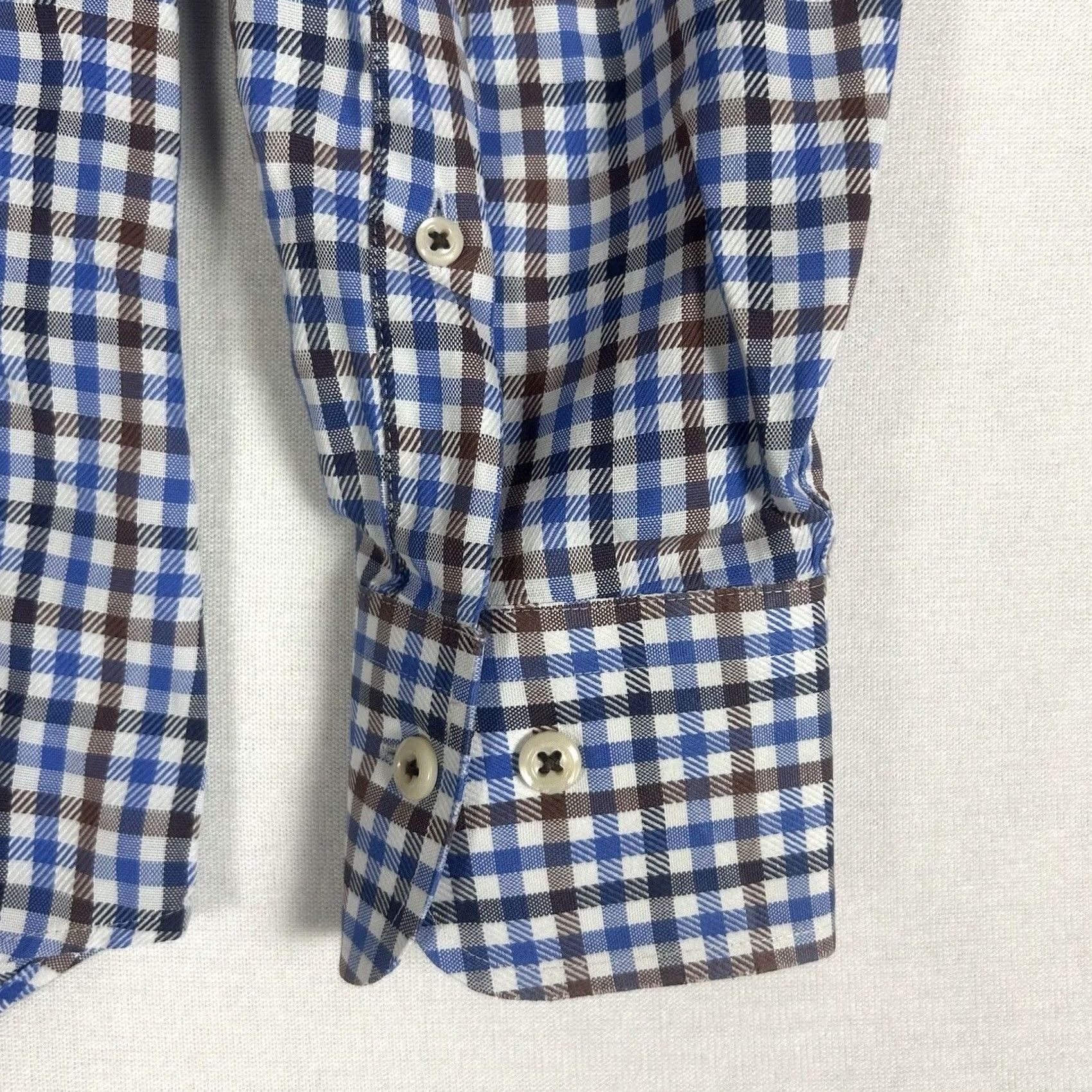 Peter Millar Peter Millar Blue Gingham Check Mens Shirt Size Medium Long Sleeve Cotton Button-Up Size US M / EU 48-50 / 2 - 6 Thumbnail