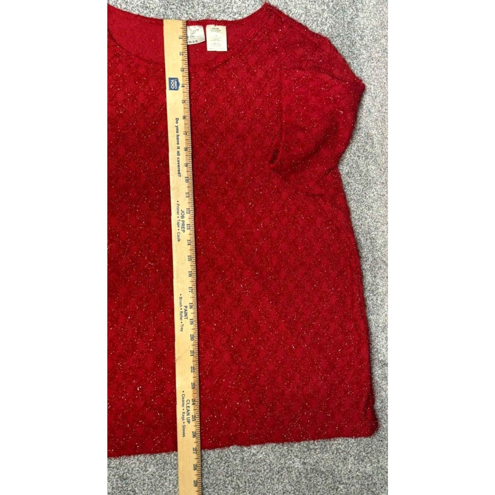 Lee VINTAGE Kathie Lee Blouse Womens Plus 22W/24W Sparkly 90s Christmas Holiday Glam Shirt Womens Plus 22W Red Ballad 90s Christmas Party/Cocktail Womens Size 3XL / US 20-22 - 5 Thumbnail