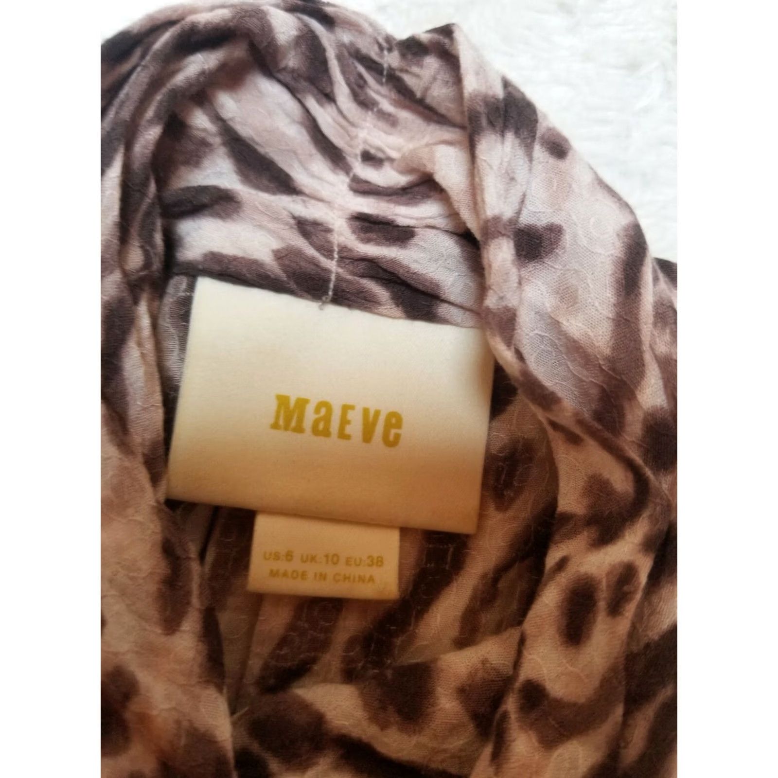 Vintage Maeve Womens Blouse Sz 6 Mock Neck Cinched Sleeve Leopard Print Popover Top Tan Size M / US 6-8 / IT 42-44 - 3 Thumbnail