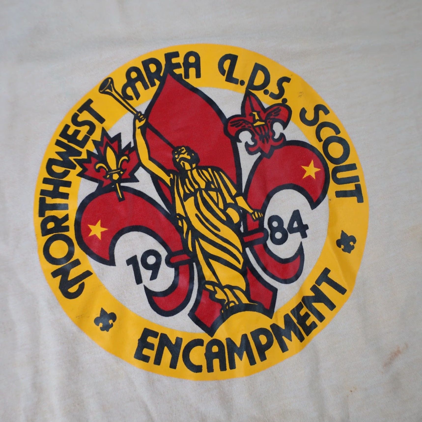 Vintage VINTAGE Northwest LDS Scouts Encampment XL Graphic T Shirt Mens XL Cream 1984 Size US XL / EU 56 / 4 - 5 Thumbnail