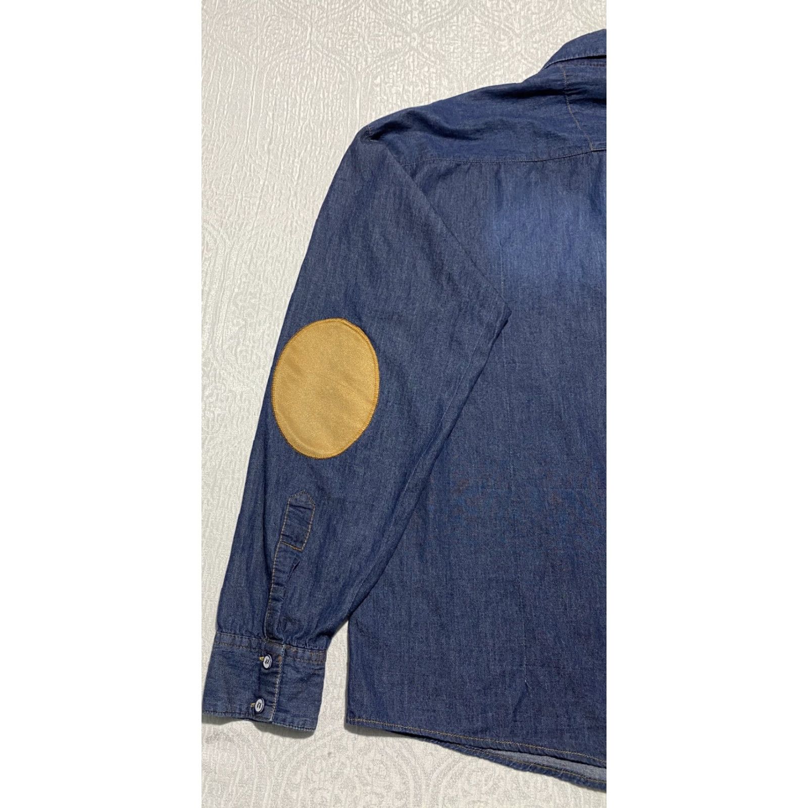 Denime VINTAGE Gerard Margon Shirt Mens Large Blue Denim Western Suede Elbow Patch Long Sleeve Size US L / EU 52-54 / 3 - 5 Thumbnail