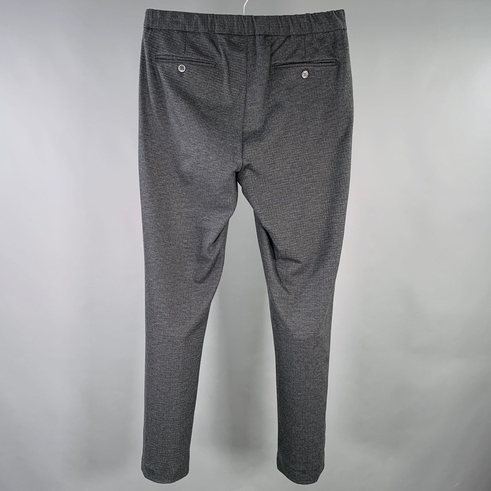 Other NOMINEE Grey Navy Checkered Viscose Drawstring Casual Pants Size US 34 / EU 50 - 3 Thumbnail