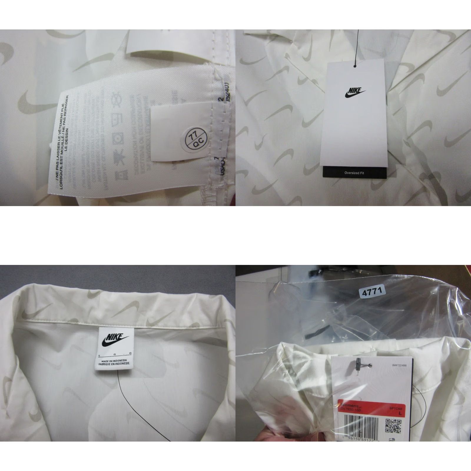 Nike Nike Shirt Womens L Sail White Button Up New Swoosh AOP Monogram Oversize Size L / US 10 / IT 46 - 9 Thumbnail