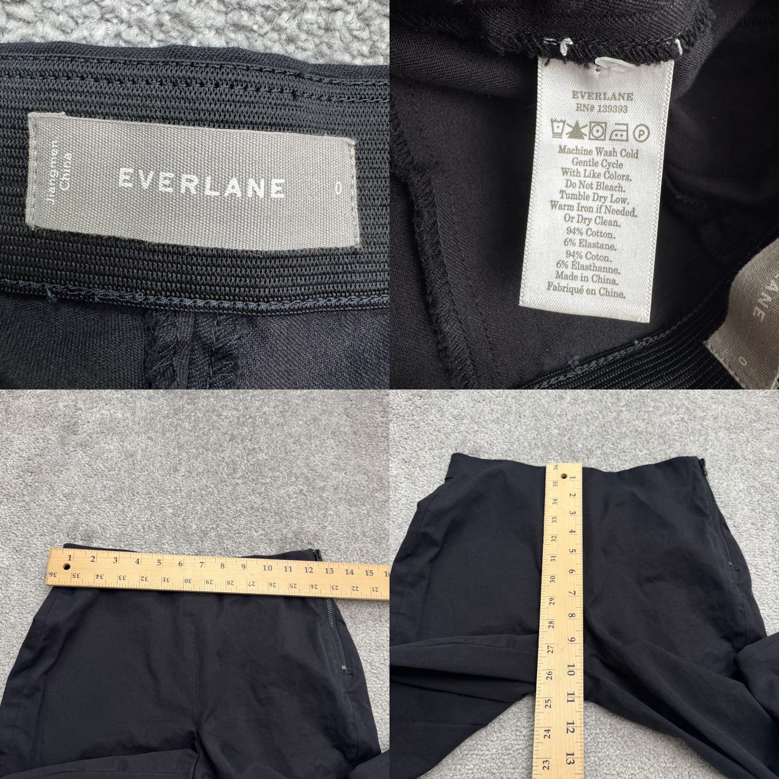 Everlane Everlane High Rise Straight Leg Pants Womens Black 0 Zip Stretch Comfort Pockets Tailored Size 25" / US 0 / IT 36 - 8 Thumbnail