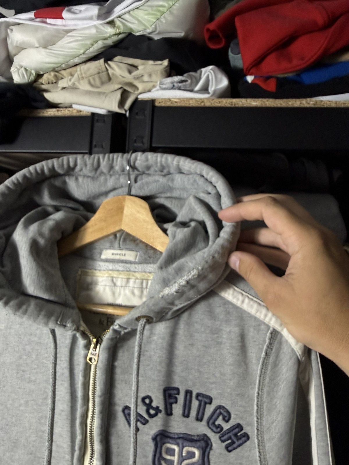 Abercrombie & Fitch Vintage Abercrombie & Fitch Distressed Zip Hoodie Y2K Grey Size US S / EU 44-46 / 1 - 8 Thumbnail