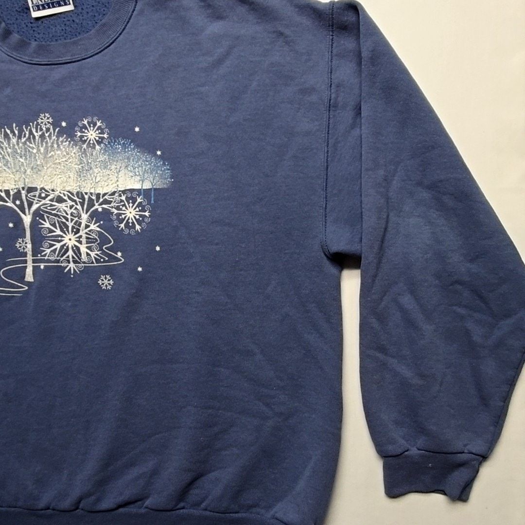 Jerzees Vintage Winter Sweatshirt Graphic Trees Large Crewneck 90s Size L / US 10 / IT 46 - 2 Thumbnail