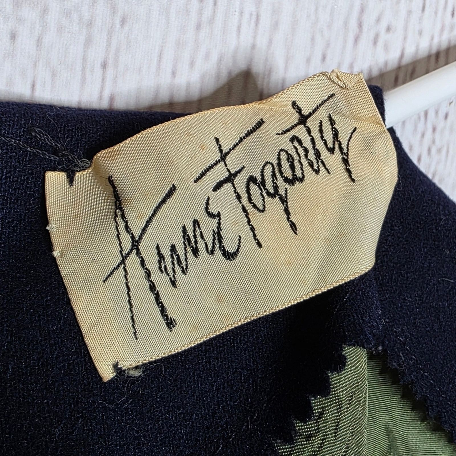 Vintage VTG 1960s Anne Fogarty Navy Wool Dress Gold Crest Buttons Size S / US 4 / IT 40 - 8 Thumbnail